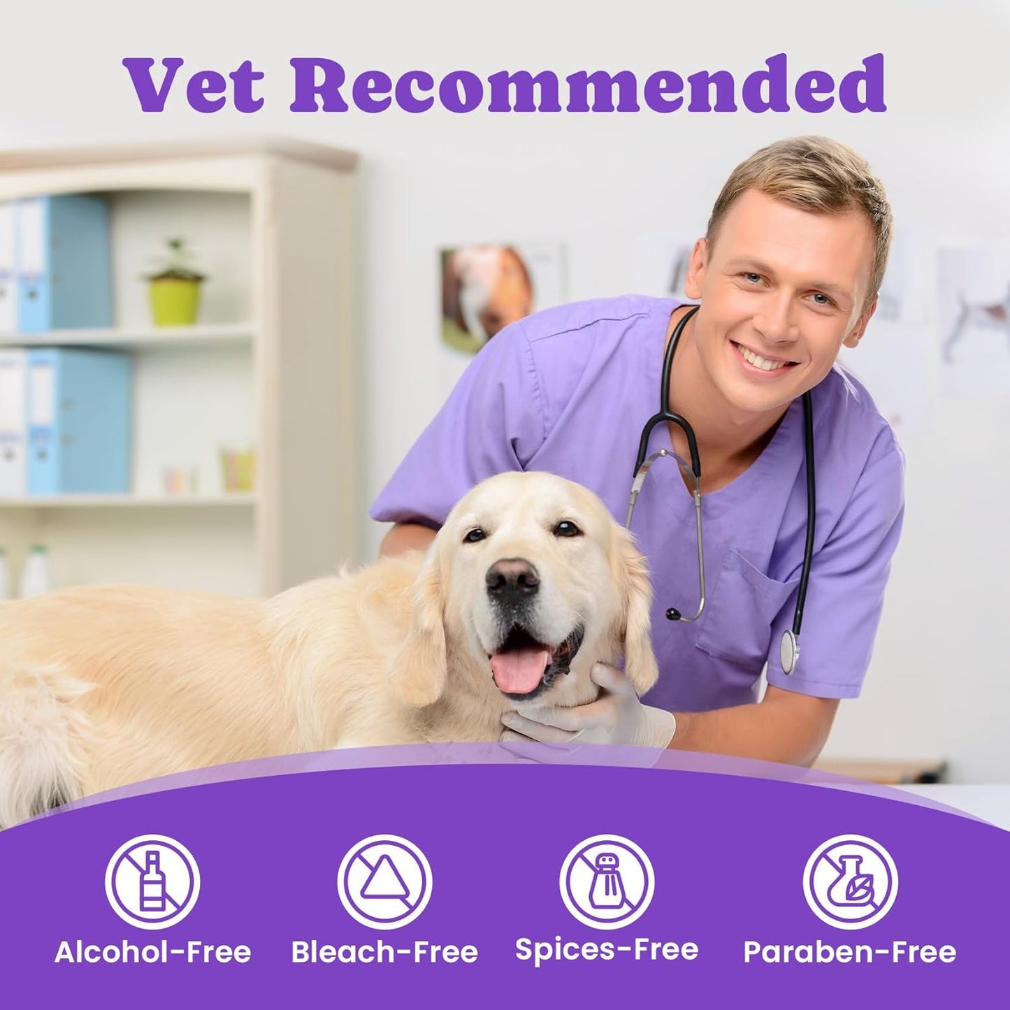 No-Rinse Dog Dental Care Wipes, Cat & Dog tooth brushing kit, Dog Wipes for Pet & Cat Teeth Cleaning, Dog toothbrush Finger Dental Wipes to Remove Plaque & Tartar, Disposable Dog Wipes - 50 Count