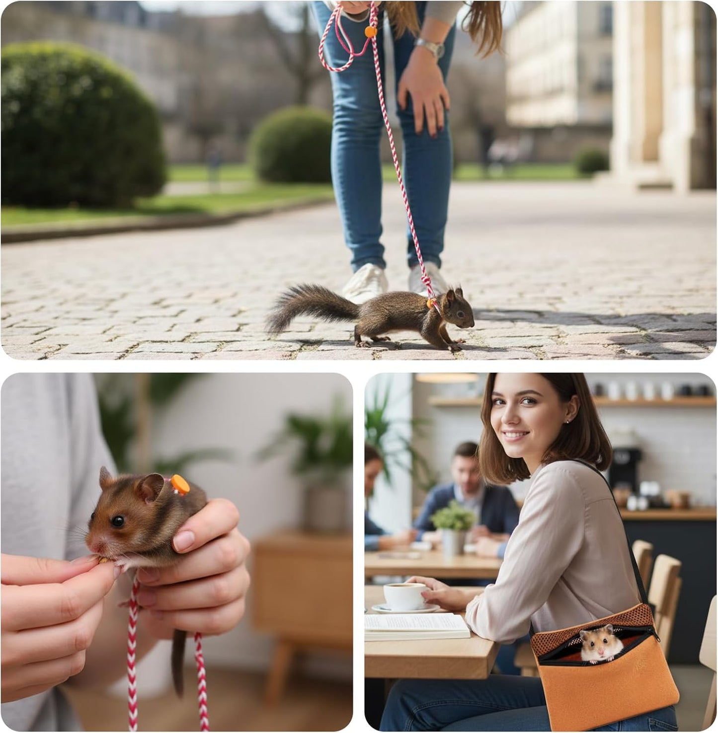 Sugar Glider Pouch, Sugar Glider Bonding Pouch, Comfortable Small Animal Carrier with Brown Leash, Soft Fleece Material, Durable Nylon Leash, Perfect for Travel and Bonding