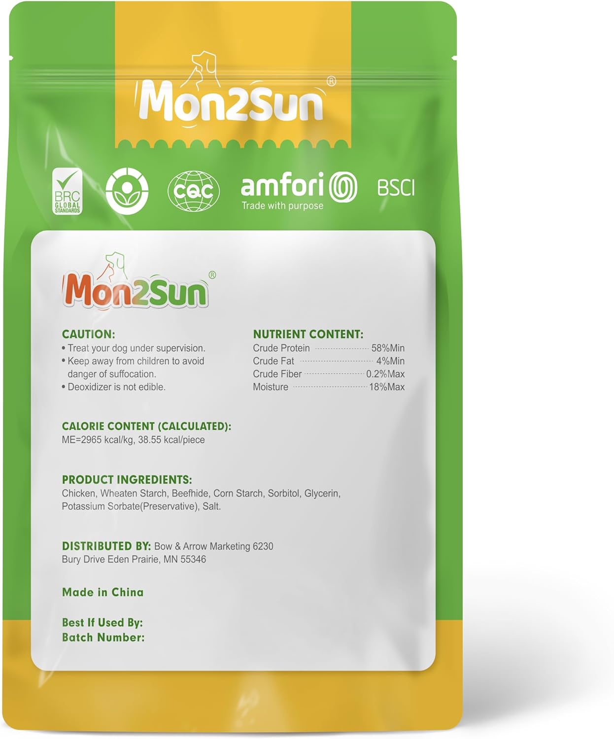 MON2SUN Dog Rawhide Twist 4-4.5 Inch Chicken Wrapped Rawhide Sticks for Puppy and Small Dogs, Promotes Dental Health Treats (18.34 Ounce -Pack of 1)