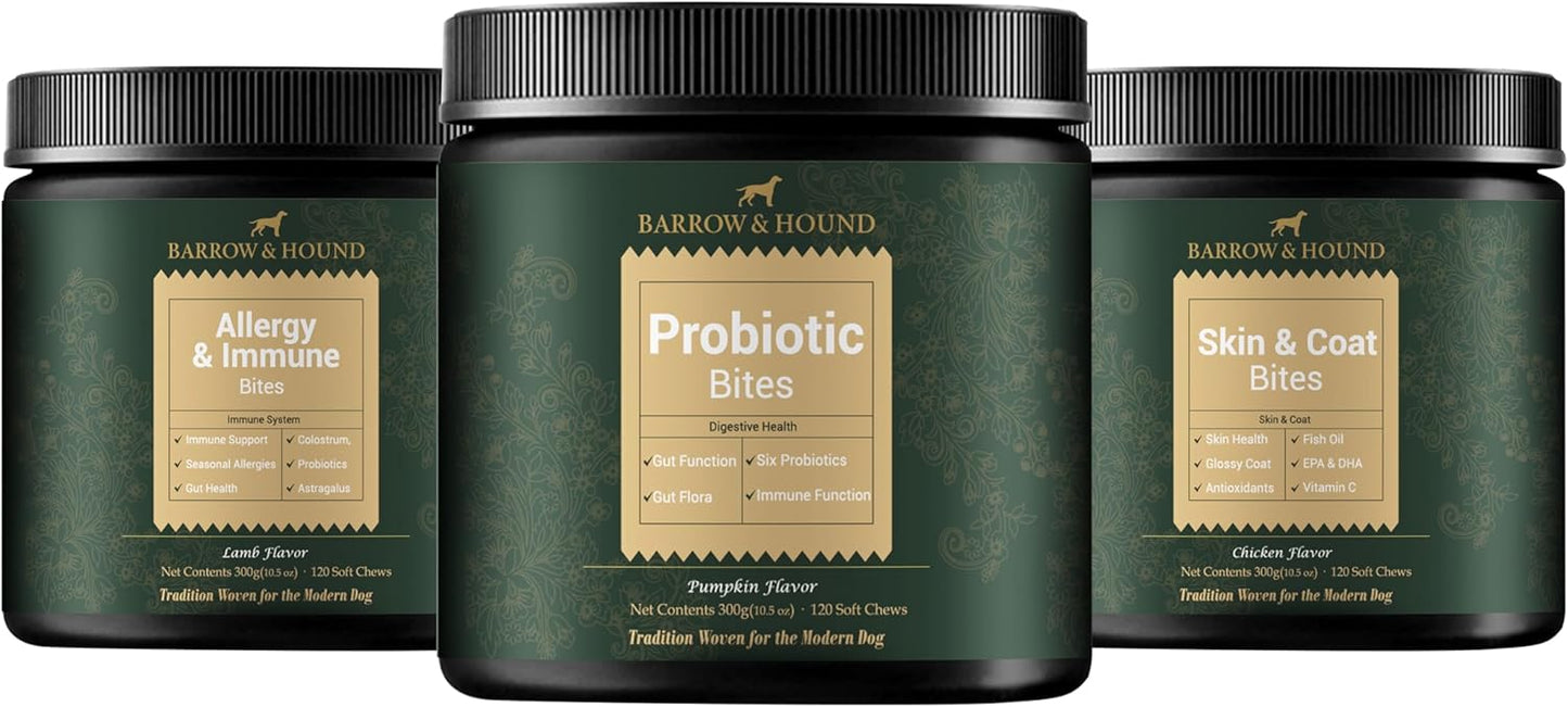 Barrow & Hound Seasonal Care Pack – Allergy Support, Probiotic & Skin & Coat Bites – Year-Round Immune & Skin Health