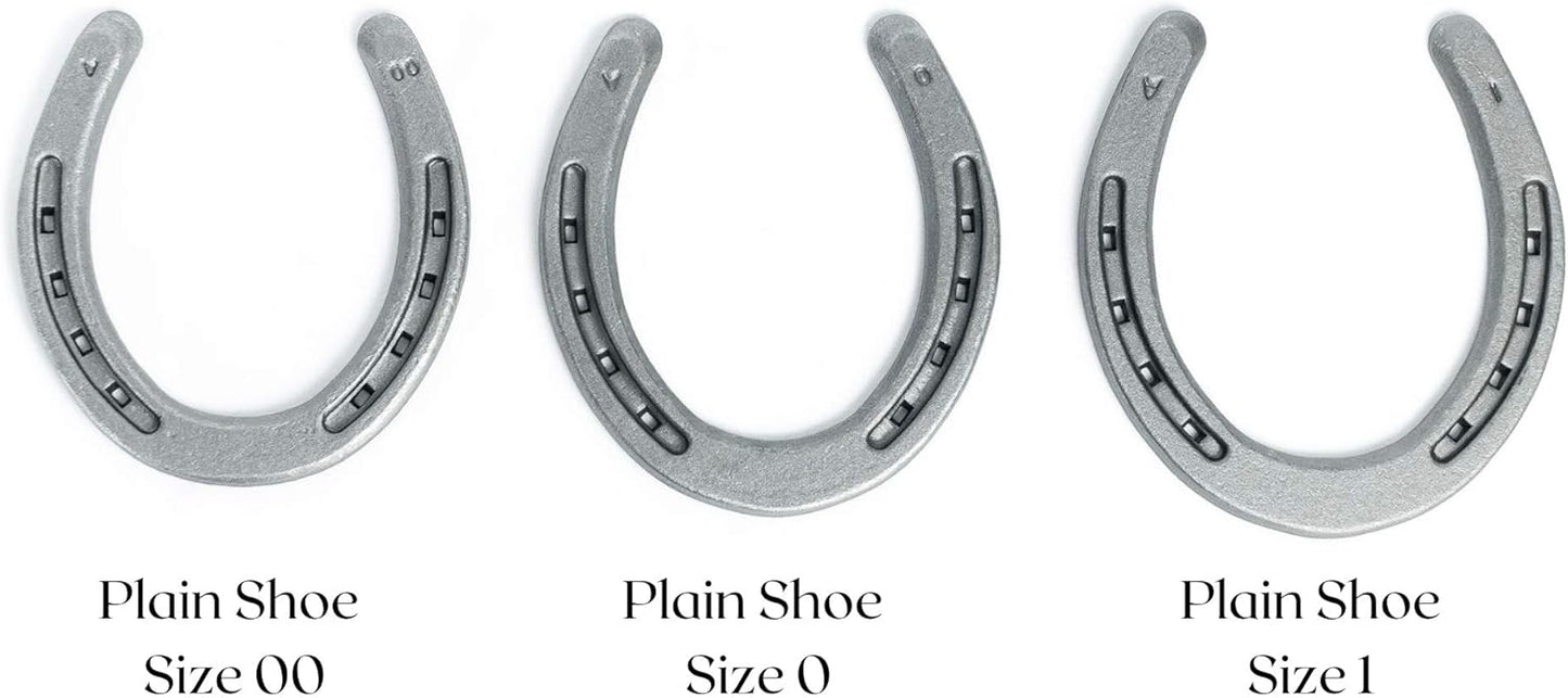 Steel Horseshoes Set for Horses, Crafts, Decorations and Backyard Games - Plain Shoe Size 0 - Sand Blasted 10 Shoes