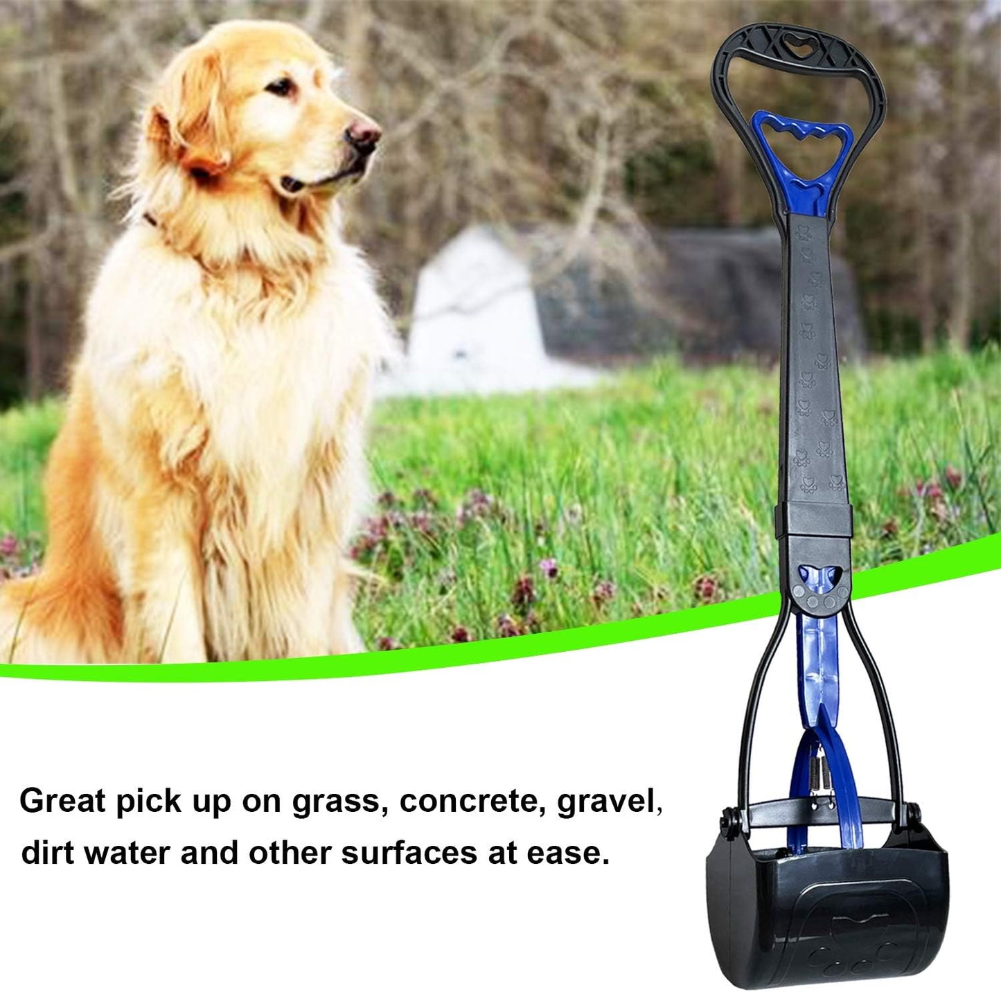 Non-Breakable Pooper Scooper for Large Medium & Small Dogs Heavy Duty, 28“Long Handled Dog Poop Scooper for Grass,Durable Dog Poop Pick Up Tool, Poop Grabber
