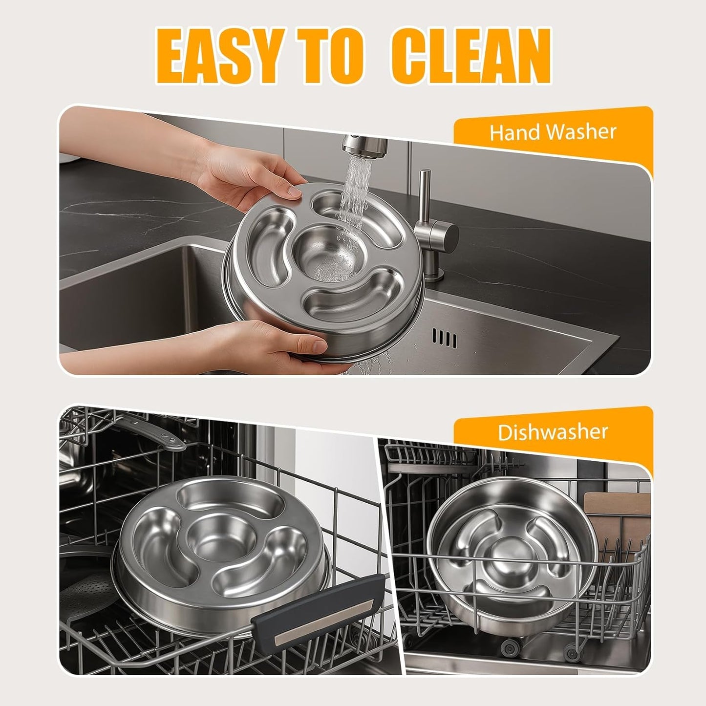 KASBAH Slow Feeder Dog Bowls Stainless Steel,2.5Cups Capacity Metal Slow Feeder Dog Bowl,Double-Sided for Food & Treats,Dogs Water Bowl for Medium Large Dogs to Slow Down Eating