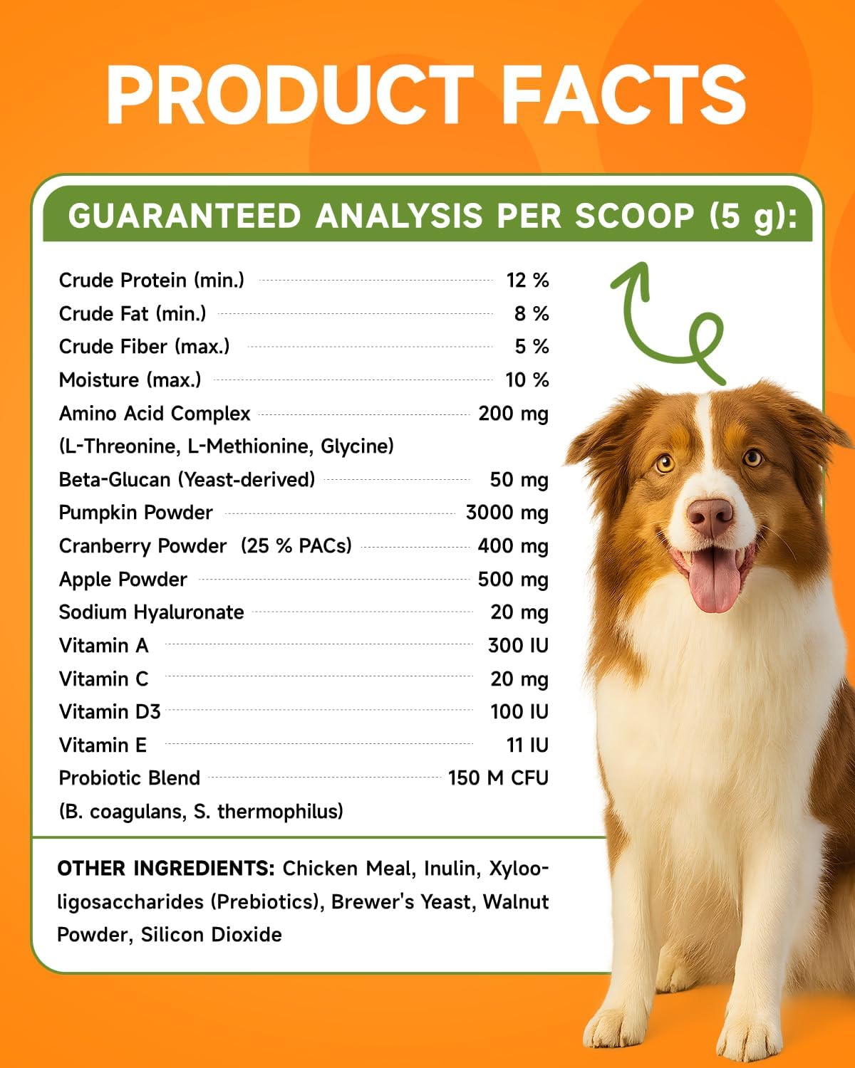 Pumpkin for Dogs - Organic Dog Pumpkin Powder - Daily Support Digestion, Diarrhea, Constipation, Upset Stomach - with Apple, Cranberry, Probiotics, Amino Acid - Urinary, Joint, Skin, Immune Health