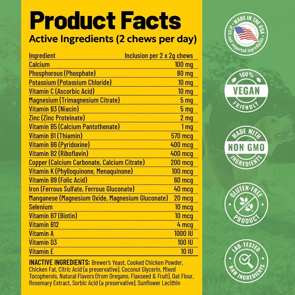 Guardian’s Choice VitaPup Puppy Vitamins Chews, Dog Vitamins for Growth, Digestion, Coat, Brain & Immune Support, Daily Multivitamin for Dogs with Omega 3, Biotin, & Calcium, 90 Tasty Soft Chews