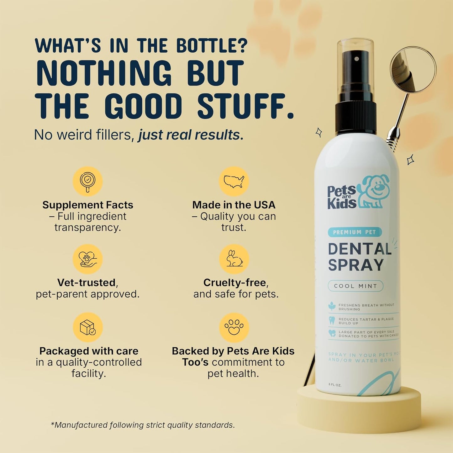 Pets are Kids Dog Dental Spray - 8oz Premium Dog Breath Spray & Dental Care - Natural Breath Freshener, Fights Tartar, Plaque & Gum Disease, Mouthwash for Dogs & Cats - Mint Formula Water Additive