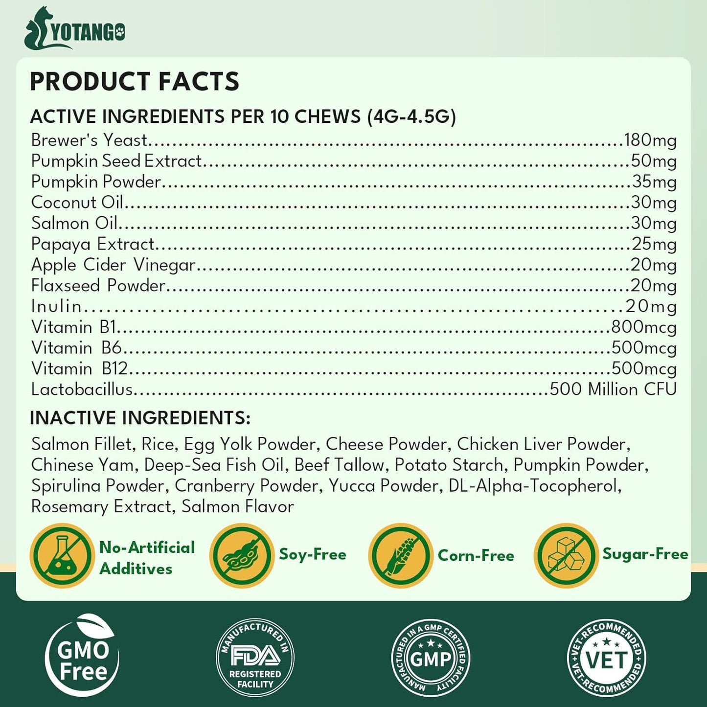 YOTANGO Cat Flea Treatment Crunchy & Creamy Chewables, 500 Chews Natural Flea and Tick Prevention for Cats + Skin and Coat Support, Daily Oral Supplement Chewables for Cats and Kittens (Salmon Flavor)