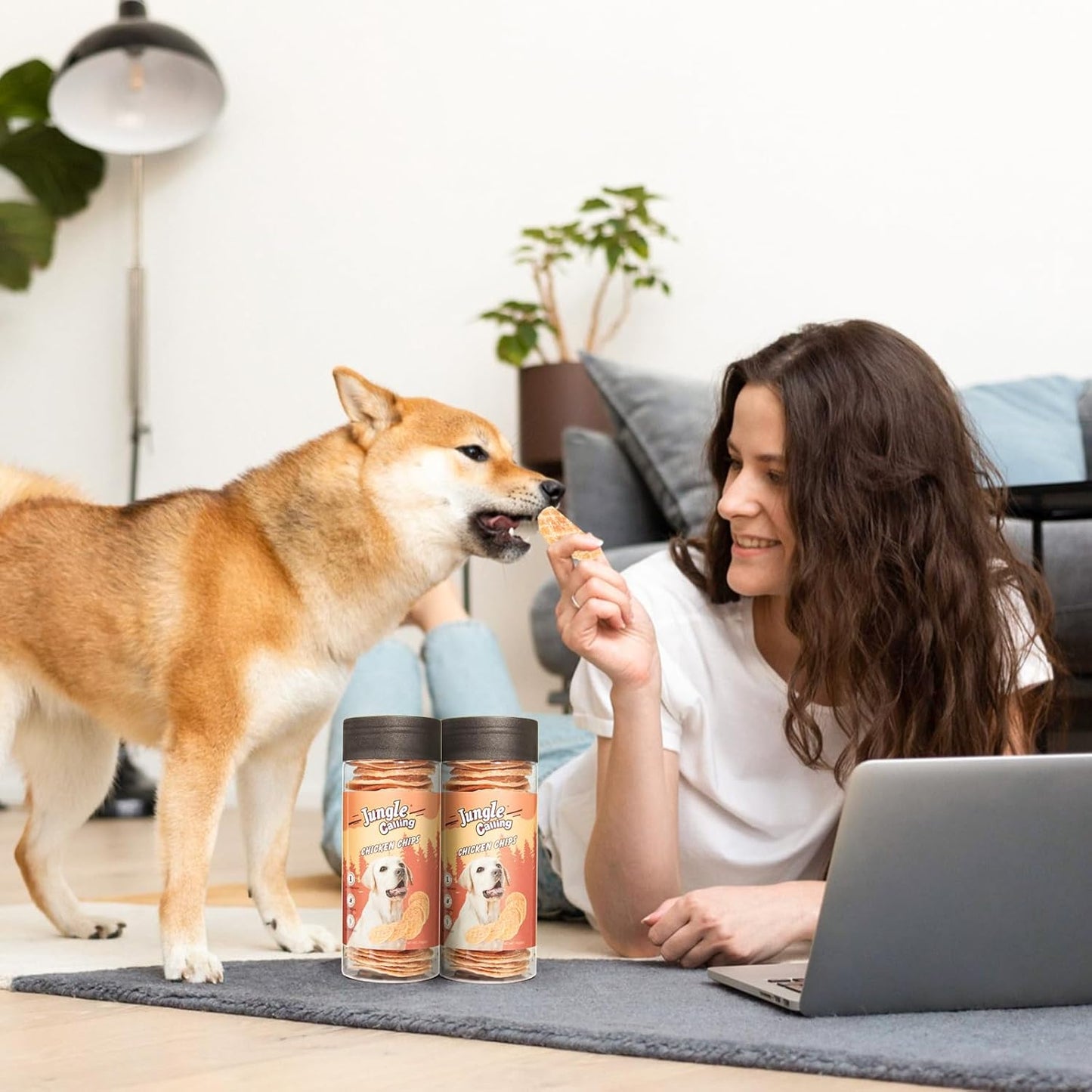 Jungle Calling Dog Treats, Single Ingredient Chicken Chips, Crunchy Jerky Chip Training Treat for Small Medium Large Breed Dogs, About 32 Count