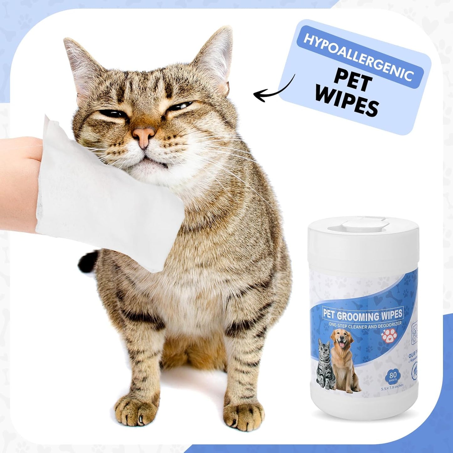 3 Pack Hypoallergenic Pet Grooming Wipes for Dogs and Cats Pet Wipes Jar 240 Total Bottle Deodorizing Cleansing and Unscented Large Non Woven for Paws Faces Skin Folds and Bums
