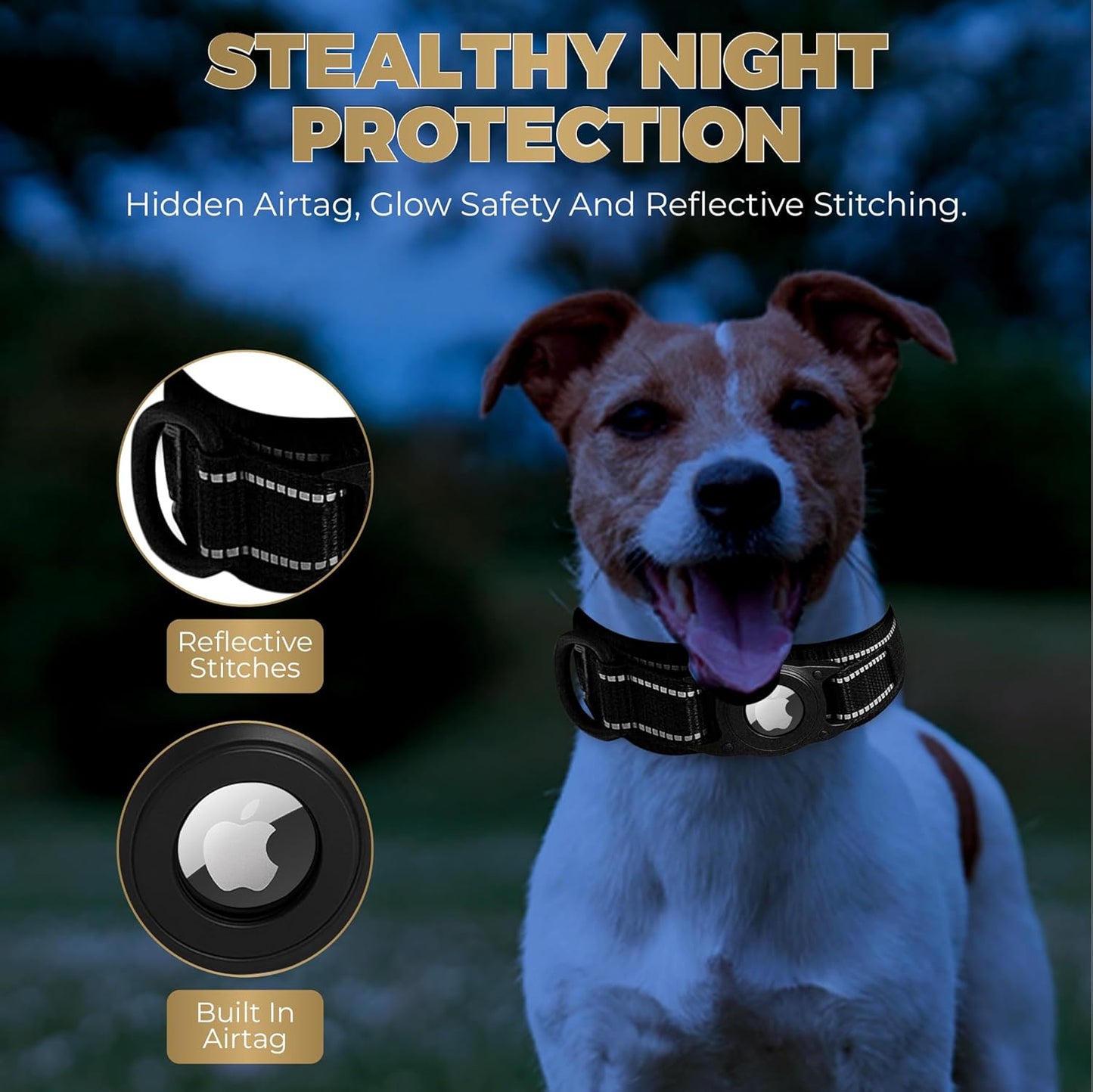 Upgraded AirTag Dog Collar, Waterproof Tactical Dog Collar with AirTag Holder with Reflective, Ultra-Durable, Comfortable Padded, Heavy Duty Dog Collars for Medium to Large Dogs (L Black)