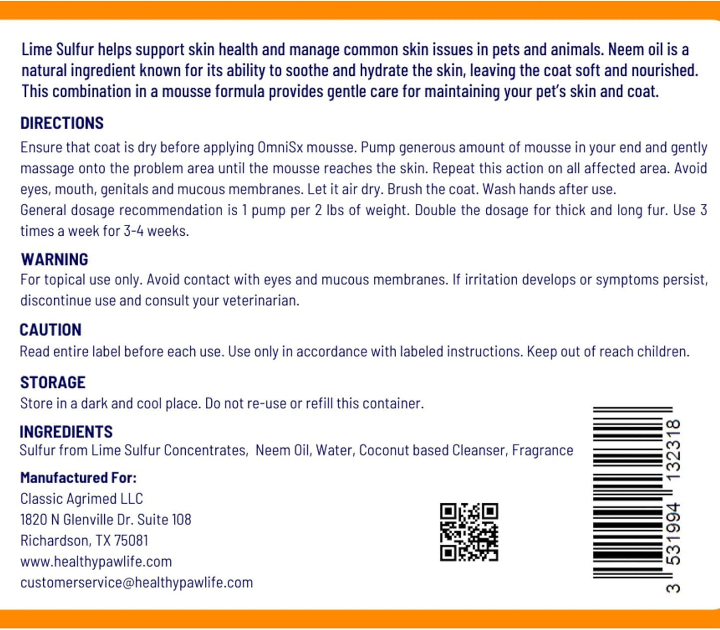 OMNISx Leave-On Mousse - Veterinary-Strength Formula for Itchy, Irritated, or Sensitive Skin