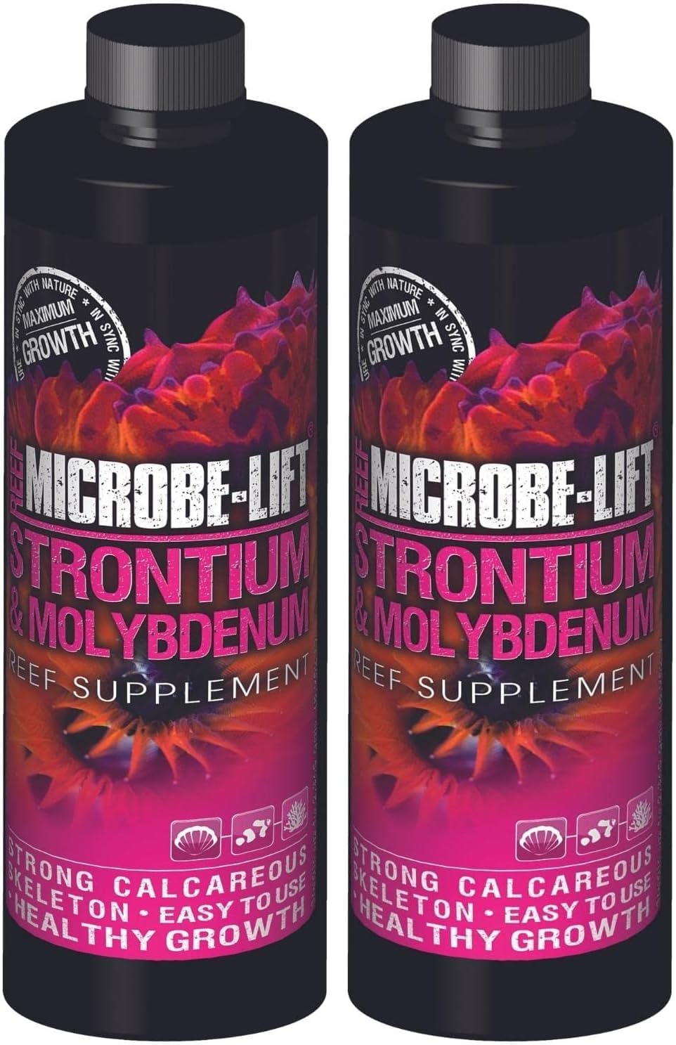 MICROBE-LIFT Strontium and Molybdenum Plus Buffer, Sustain Water Quality in Reef and Marine Aquariums, 8 Fl Oz (Pack of 2)