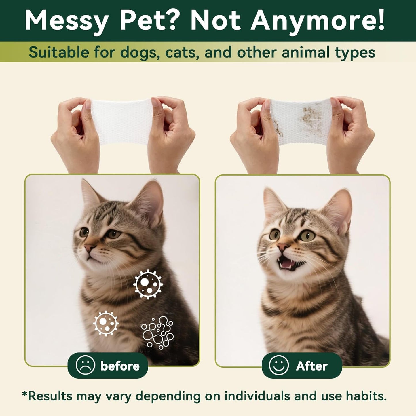 Pet Eye & Grooming Wipes – 100 Count Unscented Tear Stain Remover & 20 Count Cleaning Wipes for Dogs & Cats | Coconut Oil, Kakadu Plum, Cranberry, Jojoba, Sea Buckthorn, Provitamin B5