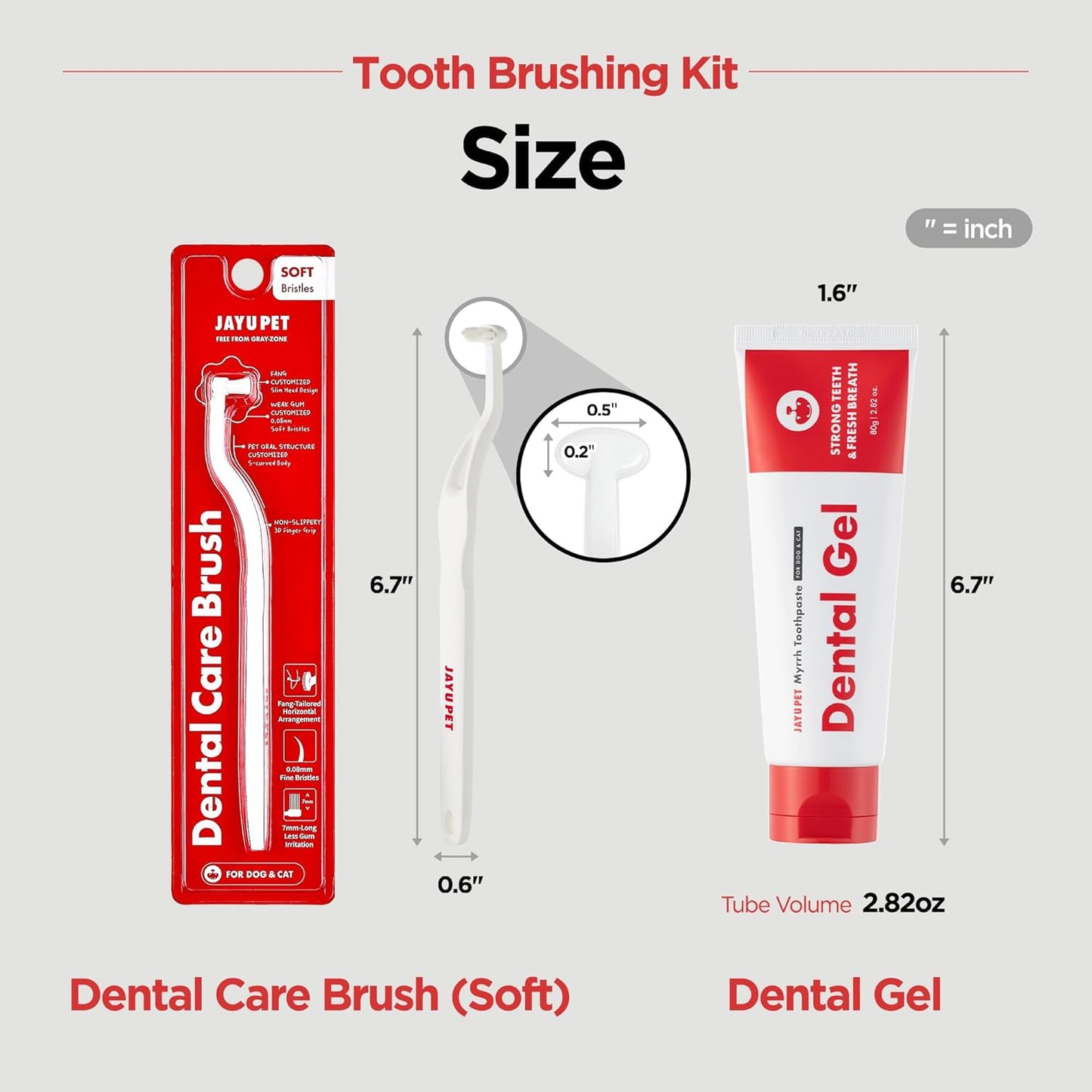 JAYU PET Tooth Brushing Kit - Dental Gel 1EA + Dental Care Brush 1EA | Dog Cat Toothbrush Set, Dental Oral Care Kit