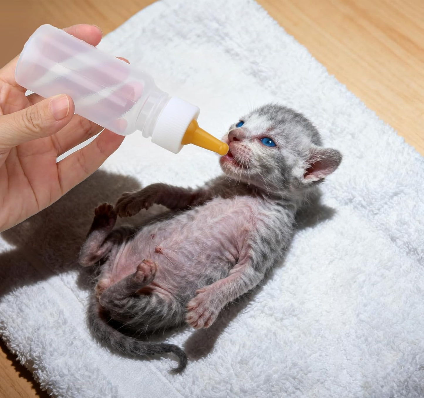 1pcs Kitten Bottle Feeding Kit,Kitten Supplies with 50ml Nursing Bottle, 3、5、10ml Feeding Syringe & Soft Nipples for Kittens, Pet Owners & Rescuers Caring for Orphaned