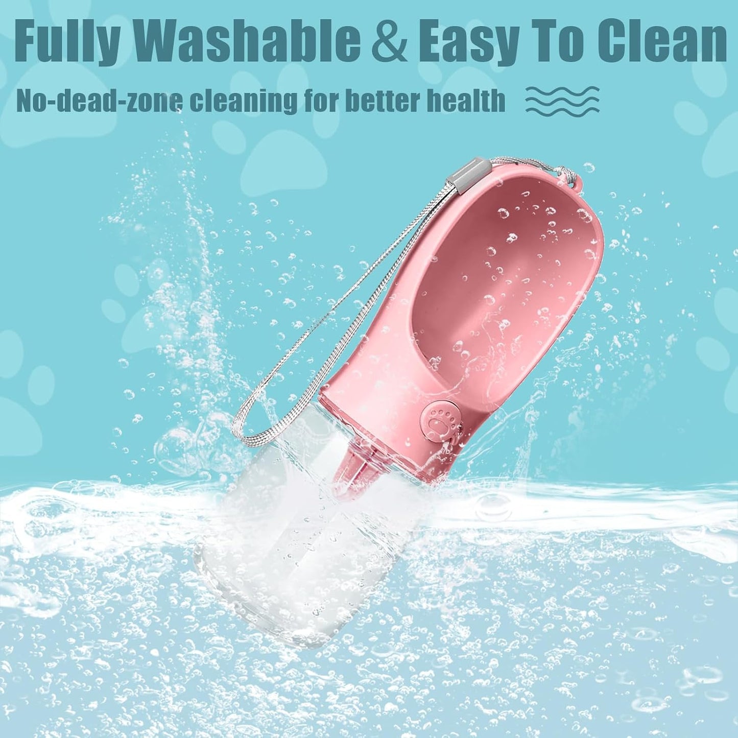 Bestac Portable 2-in-1 Pet Food & Water Feeder Leak-Proof Travel Bowl, Hiking & Walking Pet Water Dispenser (Pink, 350)