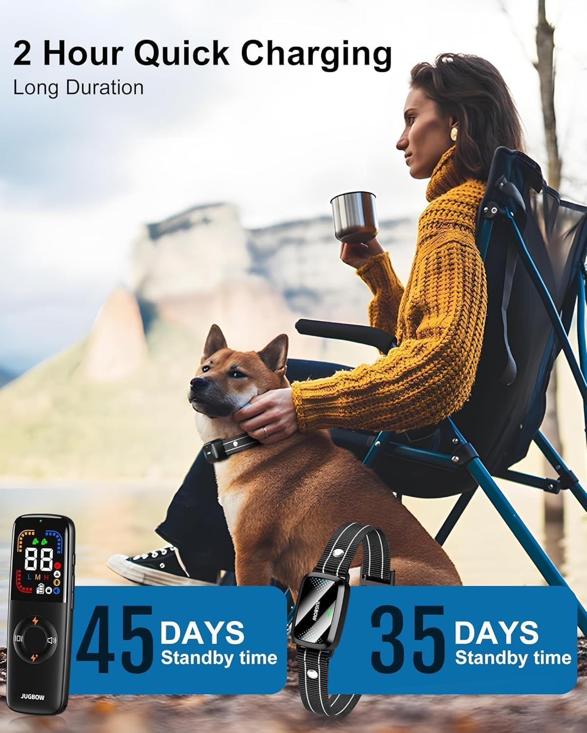 Jugbow Dog Skock Collar woth Remote - 4000FT Dog Training Collar with 4 Training Modes, IPX7 Waterproof E-Collar with Security Lock, Rechargeable e-Collars for Large Medium Small Dogs 10-120lbs