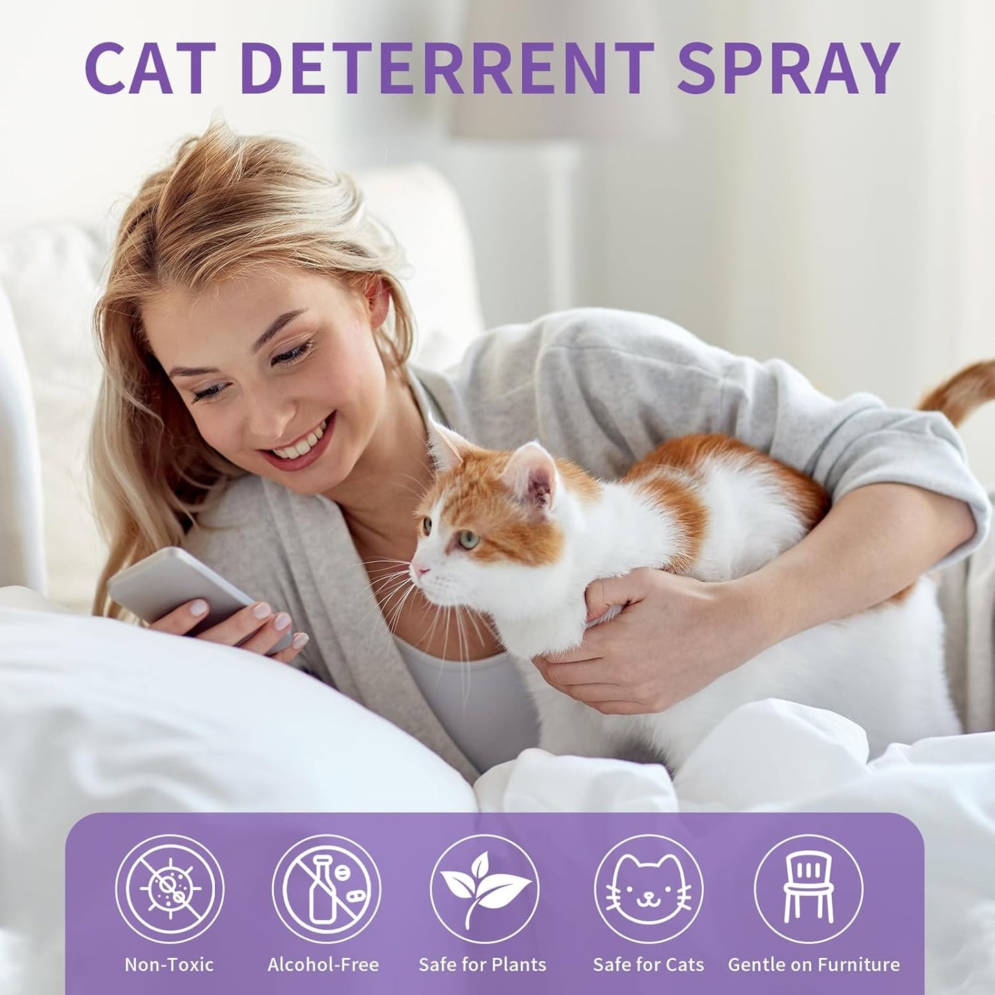 Cat Scratch Deterrent Spray, Cat Repellent Spray Indoor and Outdoor for Cat and Kitten, No Scratch Spray Training Aid for Furniture, Sofas, Curtains - Non-Toxic, Alcohol-Free Formula