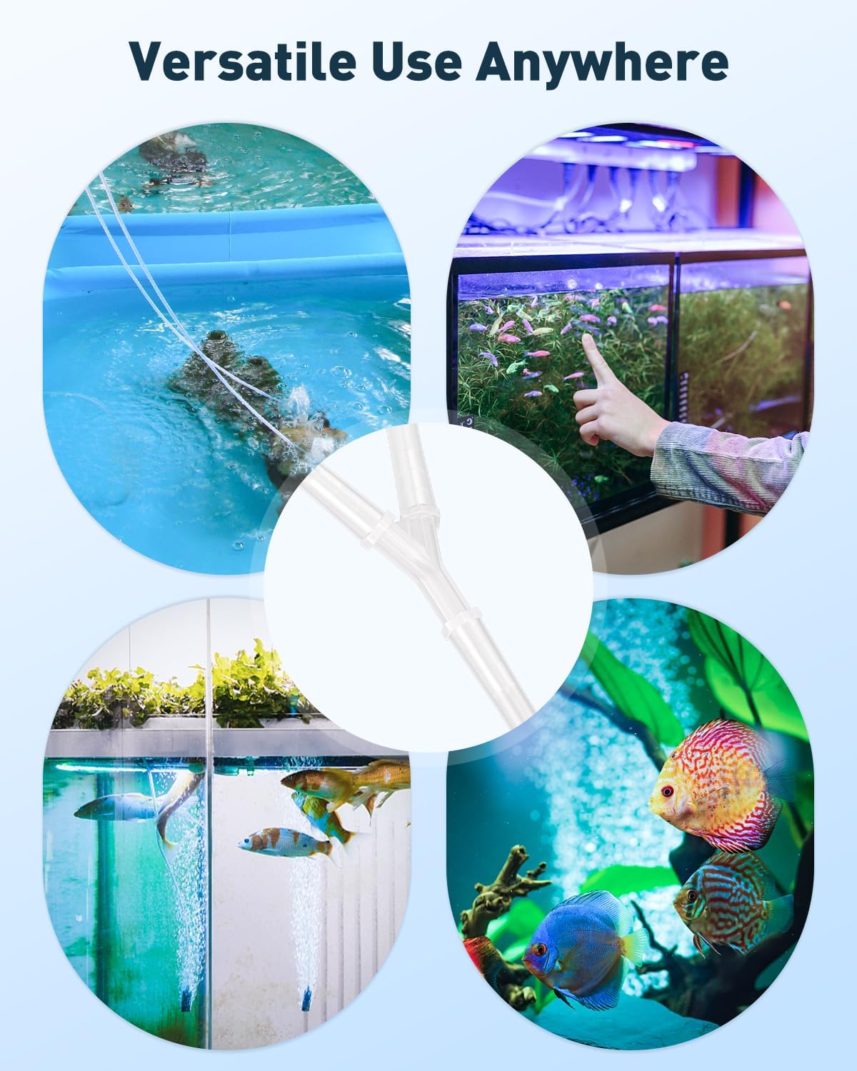 Pawfly 8 Pcs Aquarium Airline Tubing Connectors, 3/16" Airline Y Connector Splitter for Air Pump Tubing, 3 Way Hose Connectors, Plastic Barbed Hose Fittings for Fish Tank