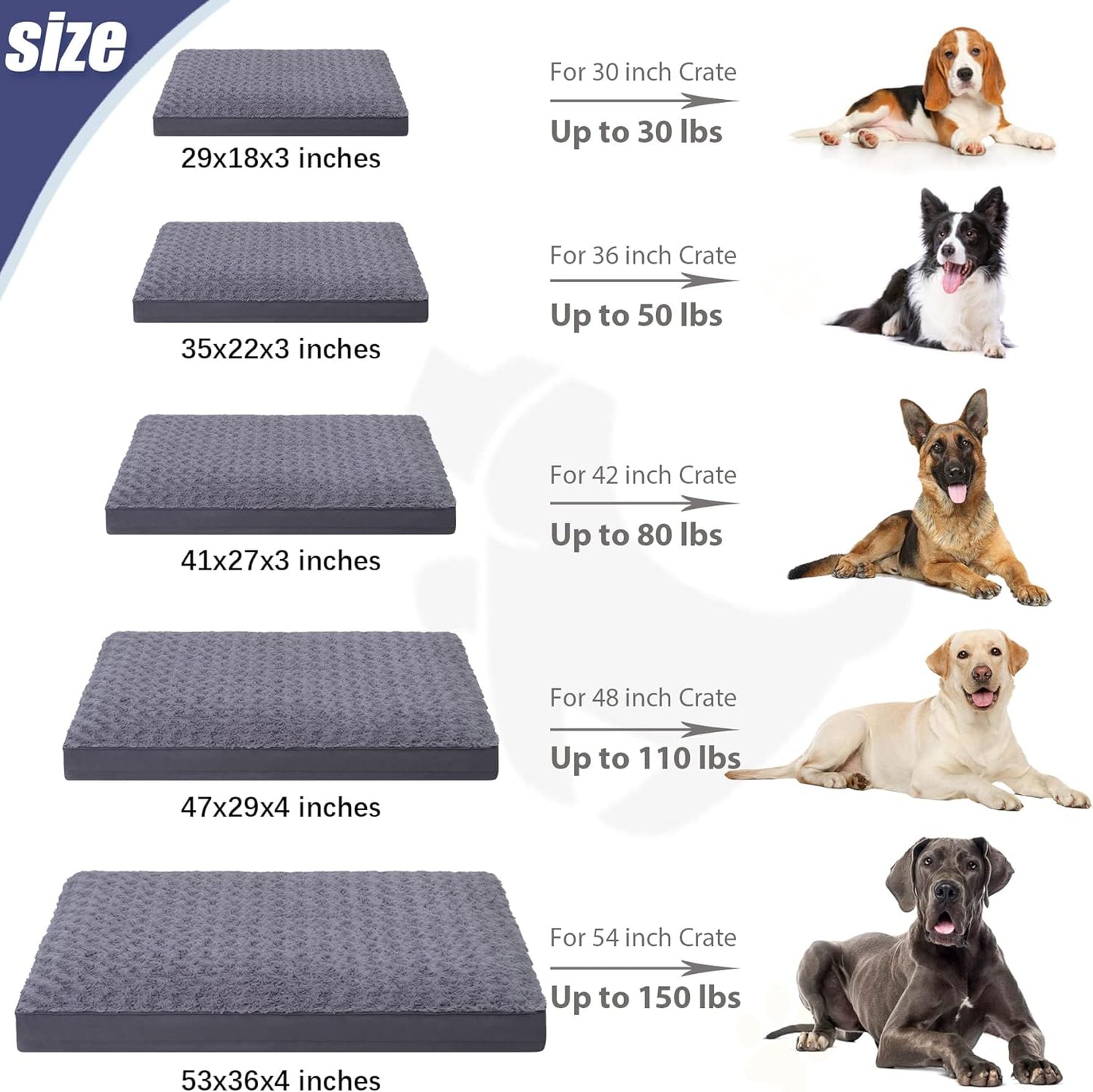 Dog Crate Bed Waterproof Dog Beds for Medium Dogs Rose Velvet Soft Fluffy Washable Dog Bed with Removable Cover & Anti-Slip Bottom, 35 x 22 Inch, Gray