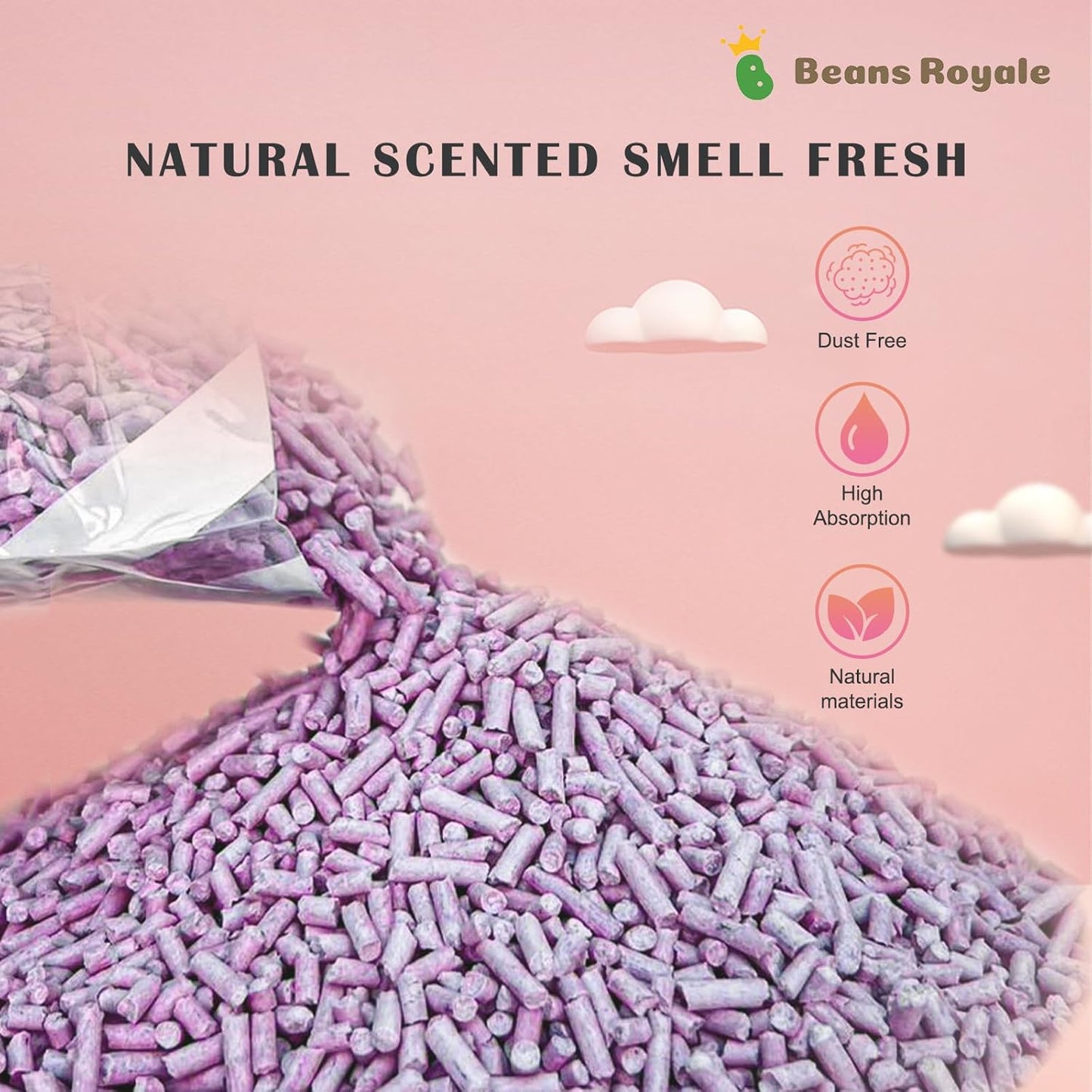 2pcs Pack (6L x 2) Tofu Cat Litter, Clumping Kitty Litter, Flushable,Pea Fiber,Dust Free, Odor Control, Low Tracking, Lightweight (Lavender)