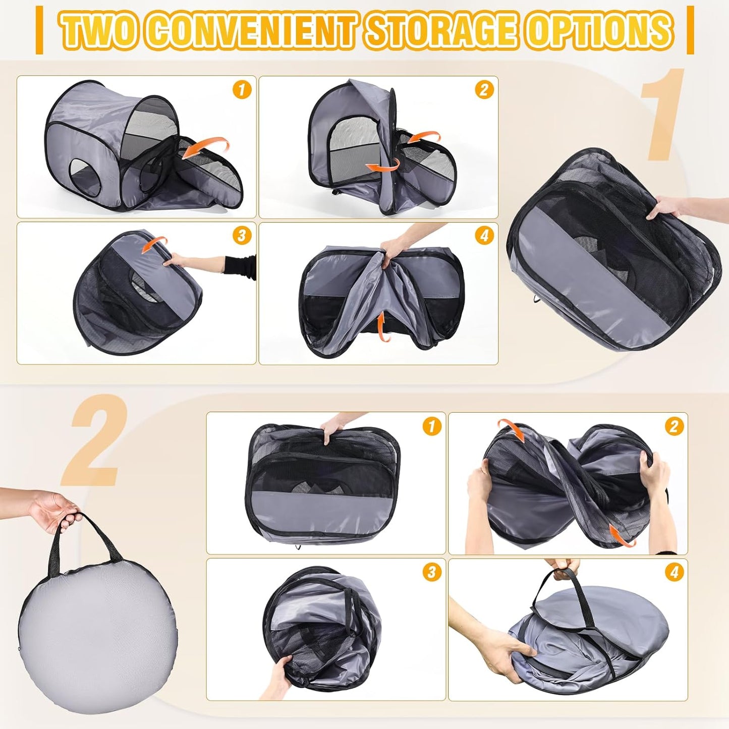 Portable Cat Playpen with Surround Tunnel, 2-Linked-Enclosed Areas, Ideal Cat Tent Outdoor or Cat Playpen for Indoor Cats Enclosed.Breathable Mesh Design for Indoor & Outdoor Use