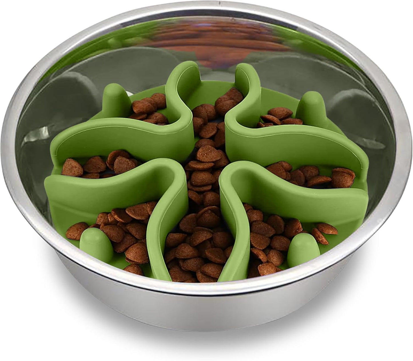 Thermocool XL Dog Bowl Set with Slow Feeder Insert – 2 Pack 64oz Stainless Steel Insulated Bowls + Palz&Co Paw Puzzle Insert, (3 Pack)