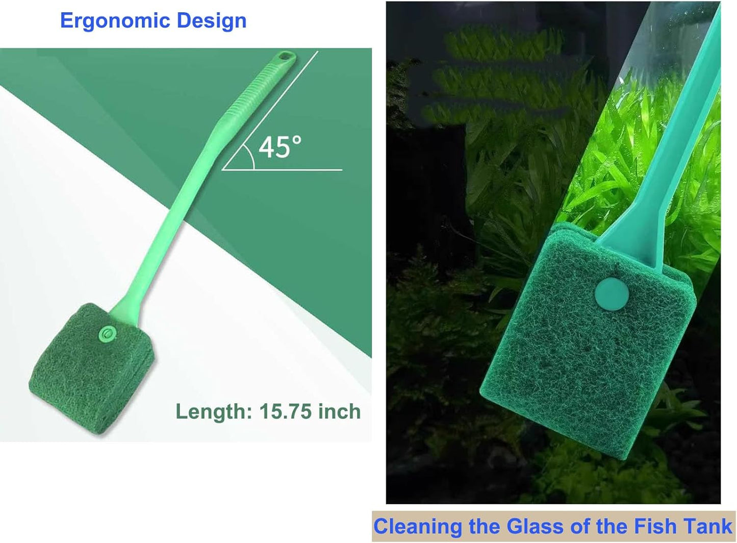 25.2 Inch Aquarium Algae Scraper/Remover for Glass Fish Tanks, Stainless Steel Cleaner Tool Kit/Cleaning Accessories with 10 Replaceable Blades + Coral Feeder + Double-Sided Sponge Brush