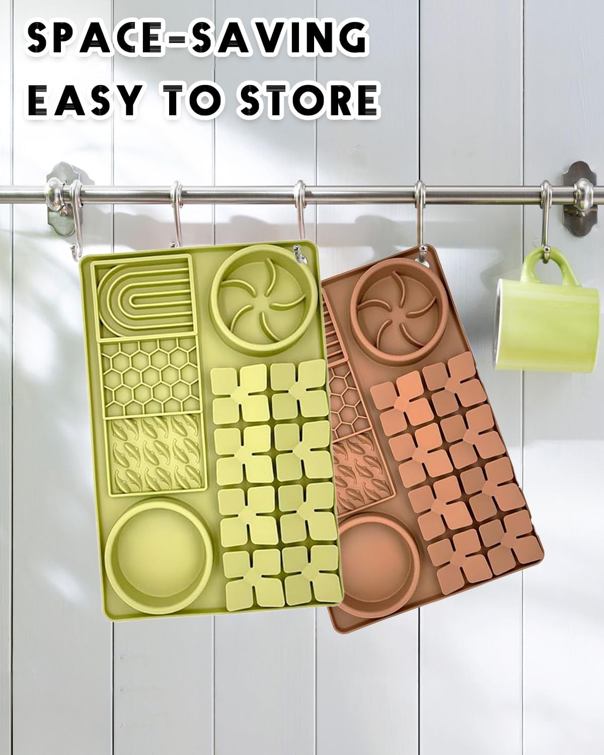 4-in-1 Silicone Snuffle Mat for Dogs, Dog Slow Feeder Bowl & Lick Mat with Suction Cups, Dog Puzzle Feeder Toy Sniff Mat for Smell Training Slow Eating Keeping Busy, Green