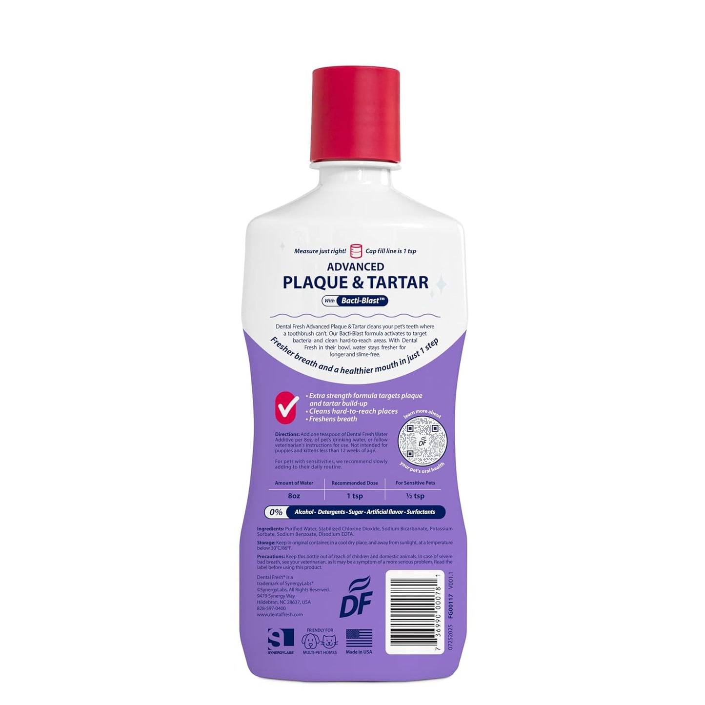 Dental Fresh Plaque & Tartar Control Water Additive for Dogs & Cats – Helps Support Clean Teeth, Healthy Gums & Fresh Breath – Advanced Formula Oral Care, 17 fl oz