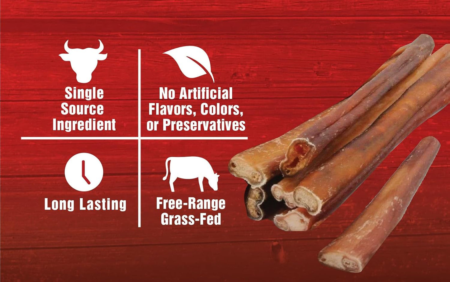 Bully Sticks, Large, Single-Ingredient, Premium, All-Natural Grass-Fed Bull Stick, Long Lasting Dog Chew for Aggressive Chewers - 6.25 oz | for Medium to Large Dogs