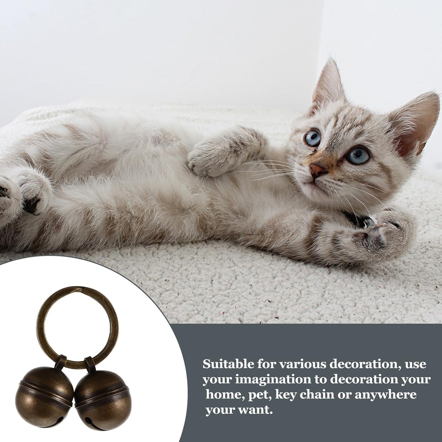 TOYANDONA Pet Collar Bells Loud Copper Dog Training Bell with 30Mm Split Ring for Dogs and Cats DIY Pet Accessories