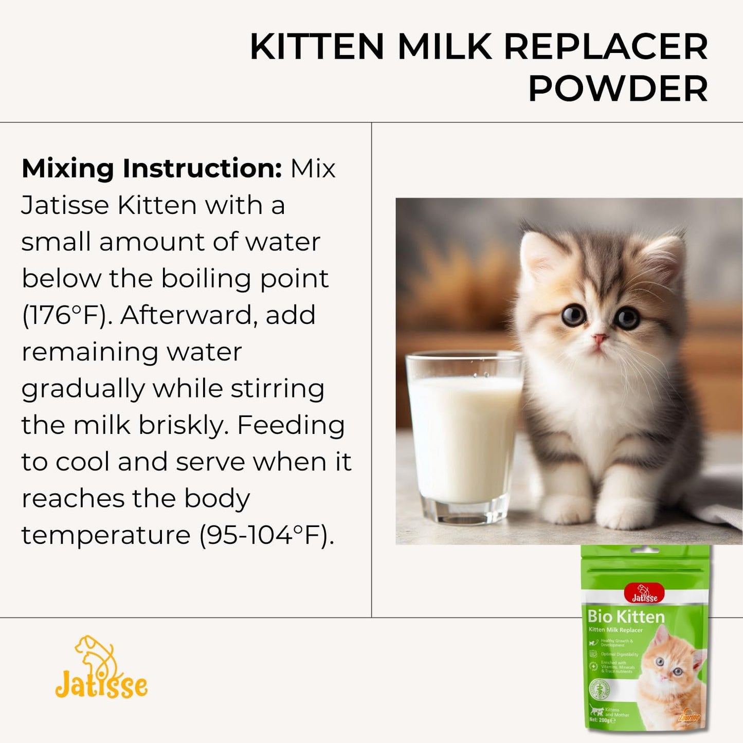 Kitten Milk Replacer Powder Formula with Vitamins, Minerals & Trace Nutrients for Kittens and Mother 7.05 oz.
