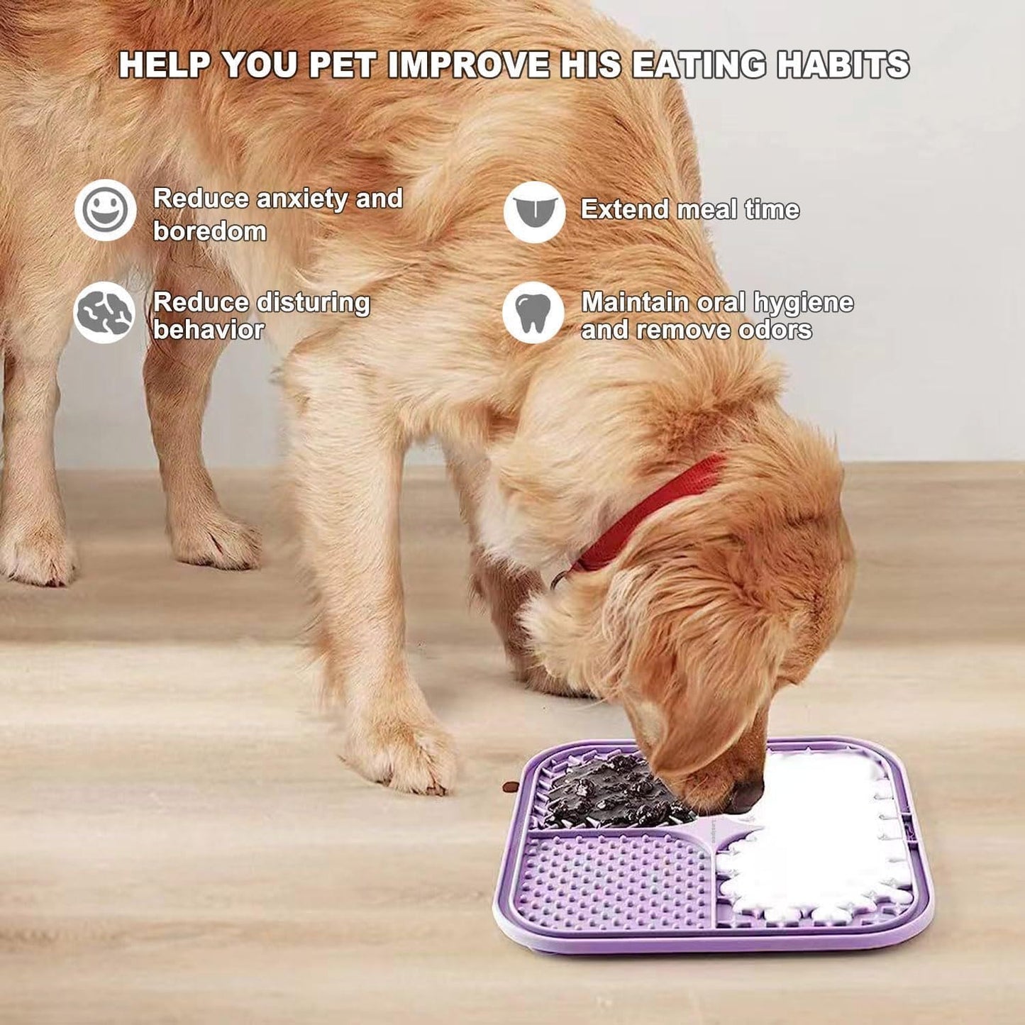 2PCS Licking Mat for Dogs with Suction Cups,Lick Mat Slow Feeder for Dogs and Cats, Lick Pad for Dog Anxiety Relief, Slow Feeder Dog Bowls, Bathing, Grooming and Training(Green & Purple)