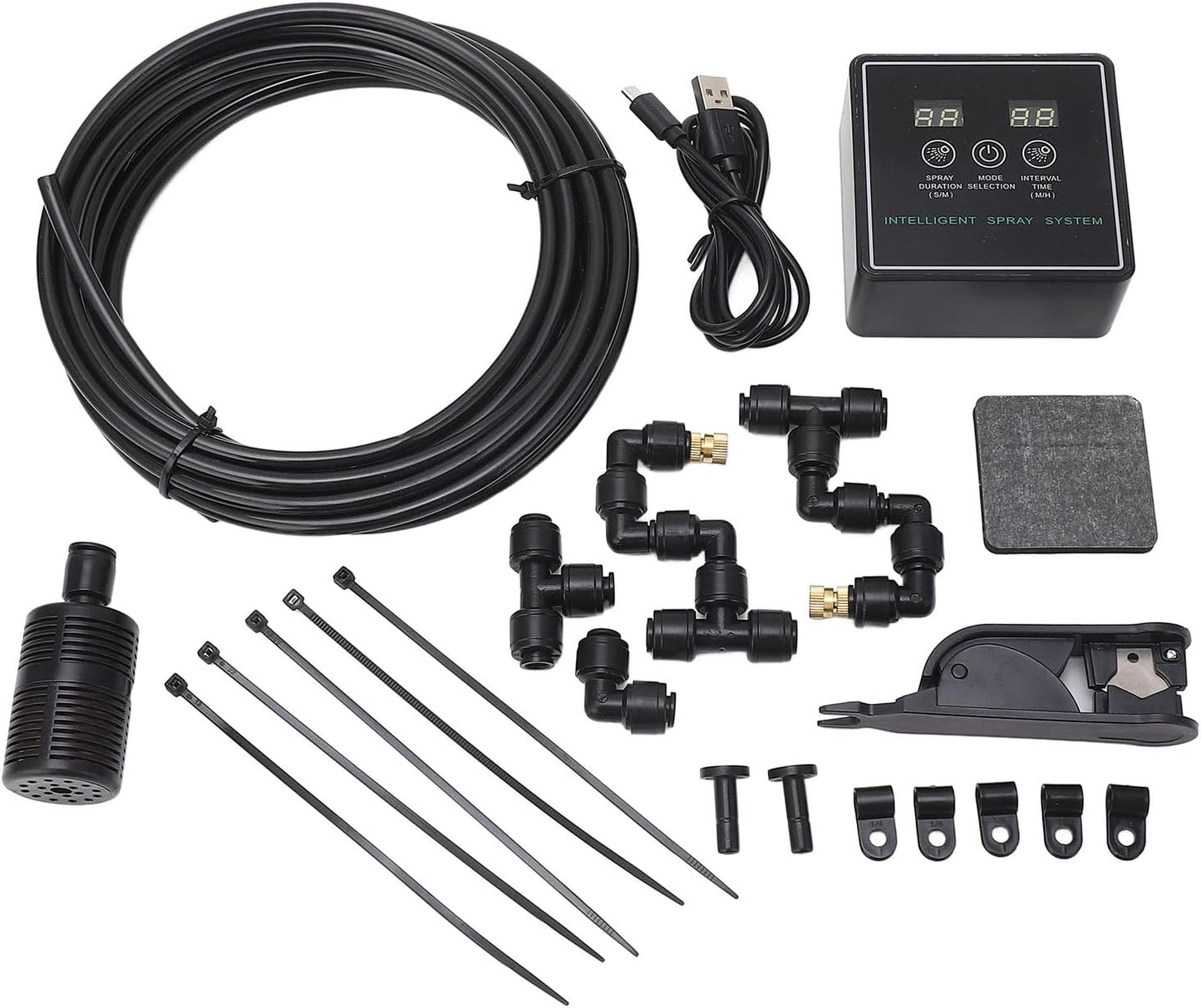 Reptile Fogger Smart Spray System, Automatic Timing Humidifier with 360 Degree Adjustable Misting Nozzles, High Density Spray for Terrarium, Intelligent Timing Cycle Spraying for R