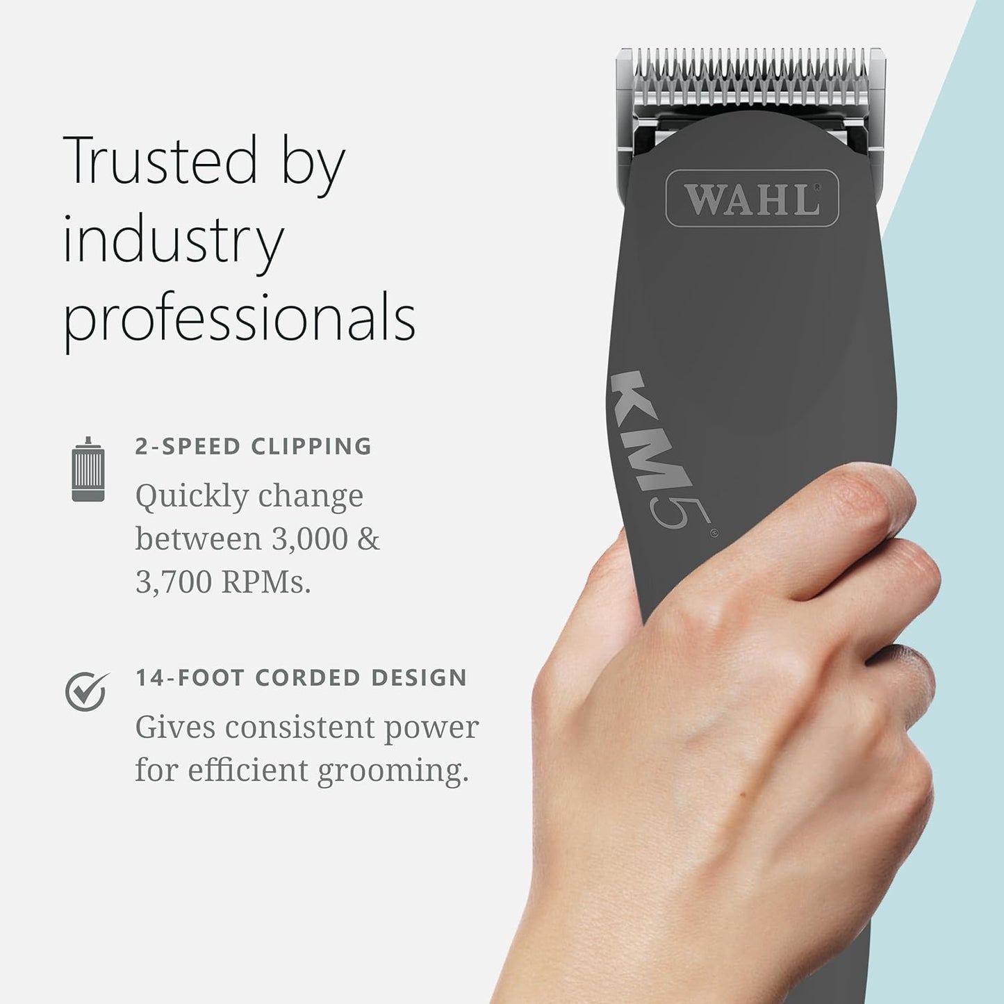 Wahl Pro Animal Curly Coat - KM 2-Speed Pro Clipper - Cat & Dog Grooming Clipper for Pet Care - Great for Poodles & Golden Doodles - Includes 2 Stainless Steel Guide Combs - Gunmetal