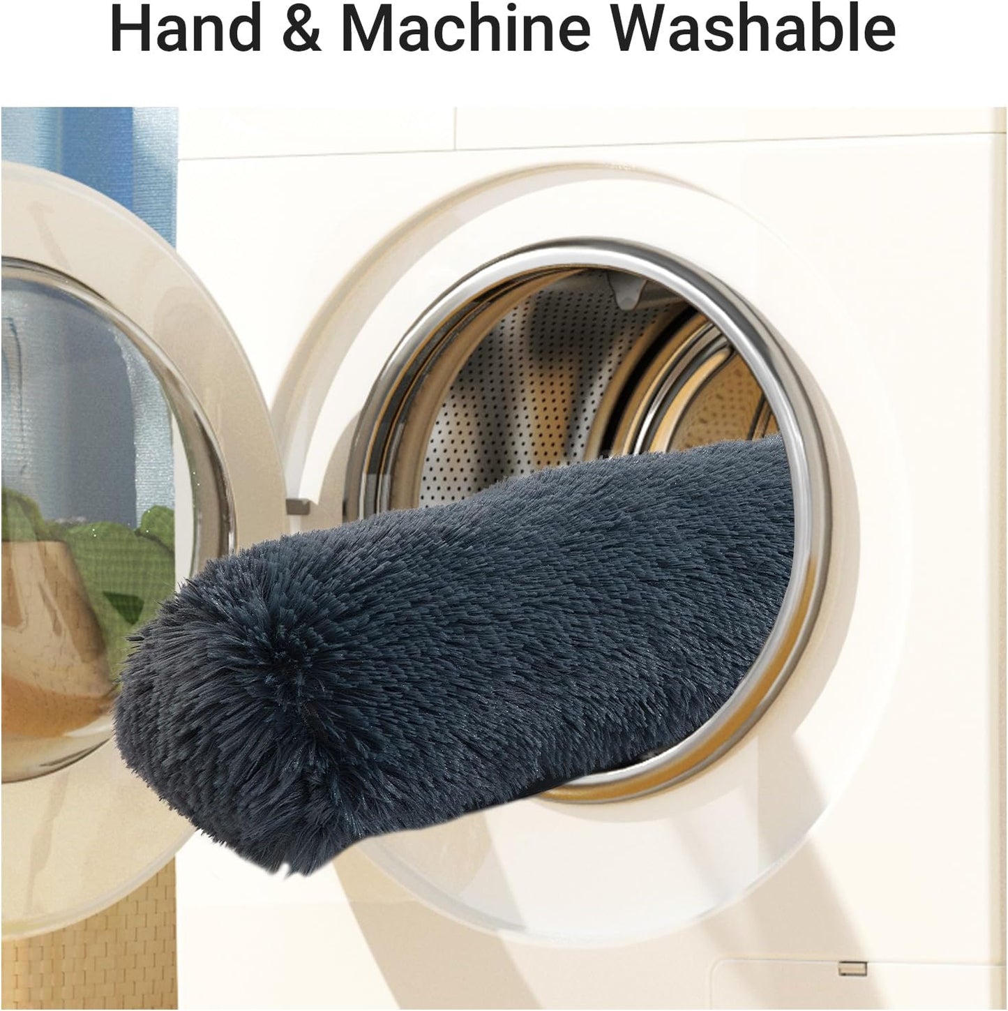 HOMBYS 25" Dog Pillow for Large & Medium Dogs, Soft Faux Fur Calming Pet Pillow for Anxiety Relief, Machine Washable, Plush Pet Toy (Dark Grey, 25"x8"x4")