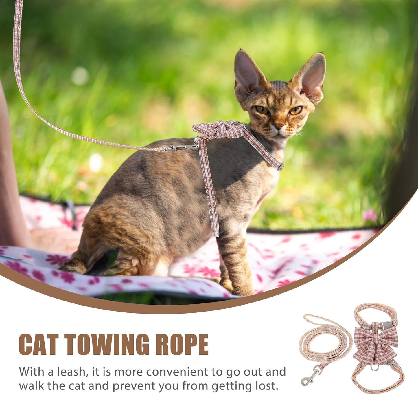 Happyyami Adjustable Cat Harness and Leash Set, No-Escape Soft Pink Vest with 1.0M Traction Rope for Small Cats 3-7 Lbs, Outdoor Walking and Control Pet Supplies