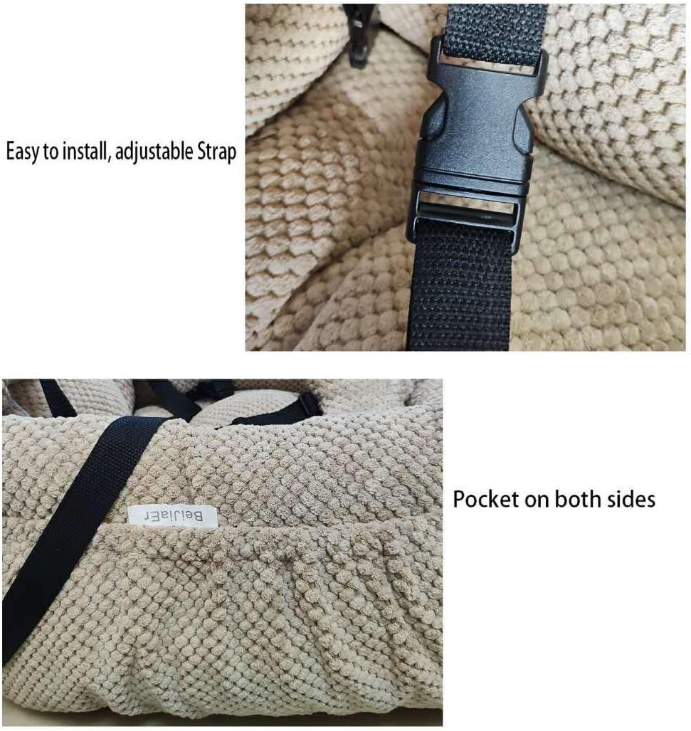 Series Deluxe Bucket Pets Dog Bed + Car Seat Carrier Booster Travel Safety with Two Removable Mats and Storage Pockets for Small Pets (Khaki)