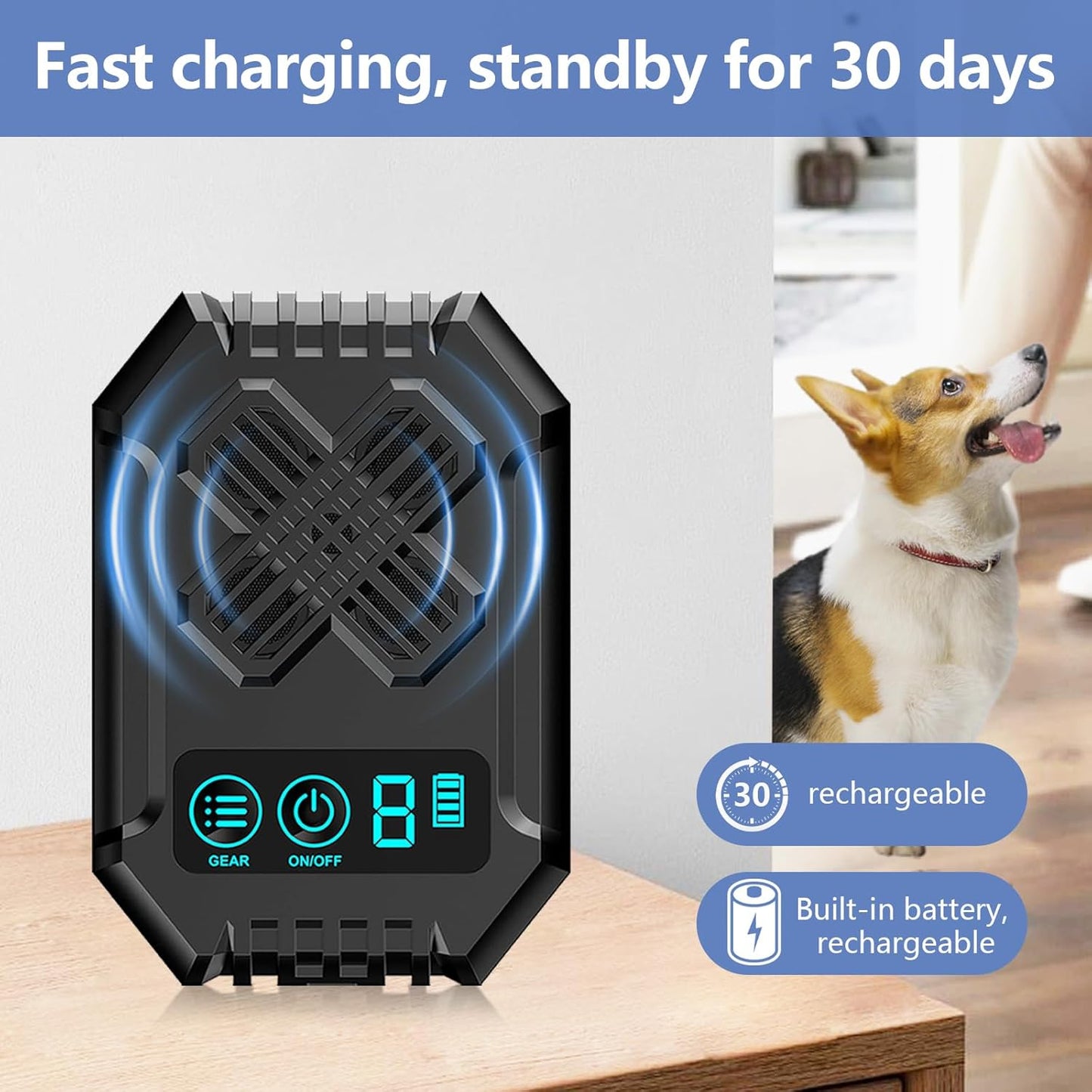 Anti Barking Devices, Dog Bark Deterrent Device 3 Adjustable Modes, Ultrasonic Dog Bark - Rechargeable Long Range 50FT Dogs Barking Control Devices for Indoor Outdoor