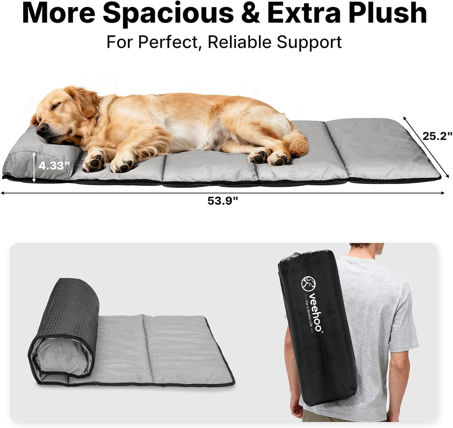 Veehoo Dog Bed for Car Back Seat, Waterproof Car Dog Beds with Bolster, Backseat Dogs Bed Fit for Backseat Extenders of SUV Trucks