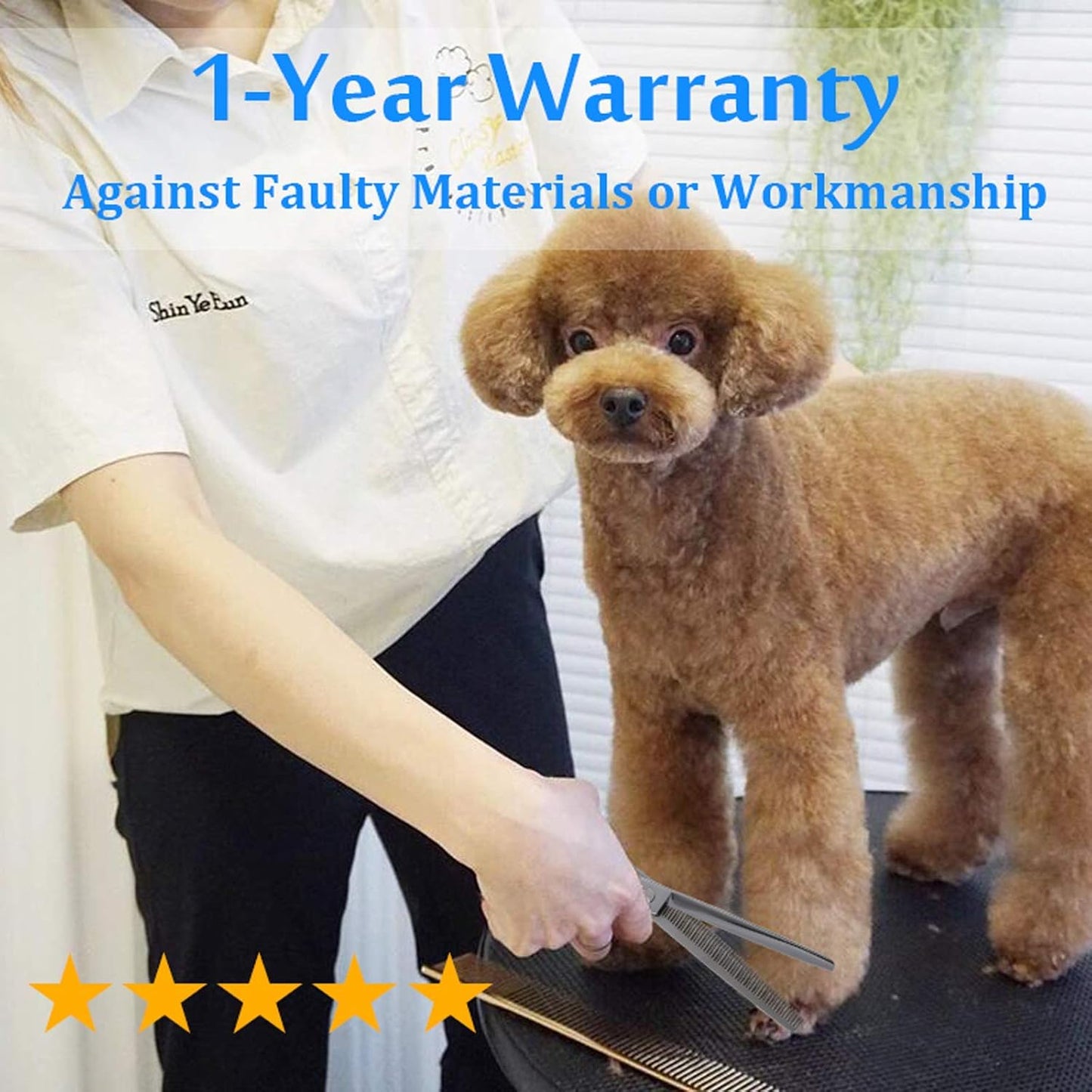 JASON 7" 50 Teeth Thinning Dog Grooming Blending Scissor, Ergonomic Pet Grooming Thinner Blender Shears Cat Trimming Texturizing Kit with Offset Handle and a Jewelled Screw 30% Thinning Rate Christmas