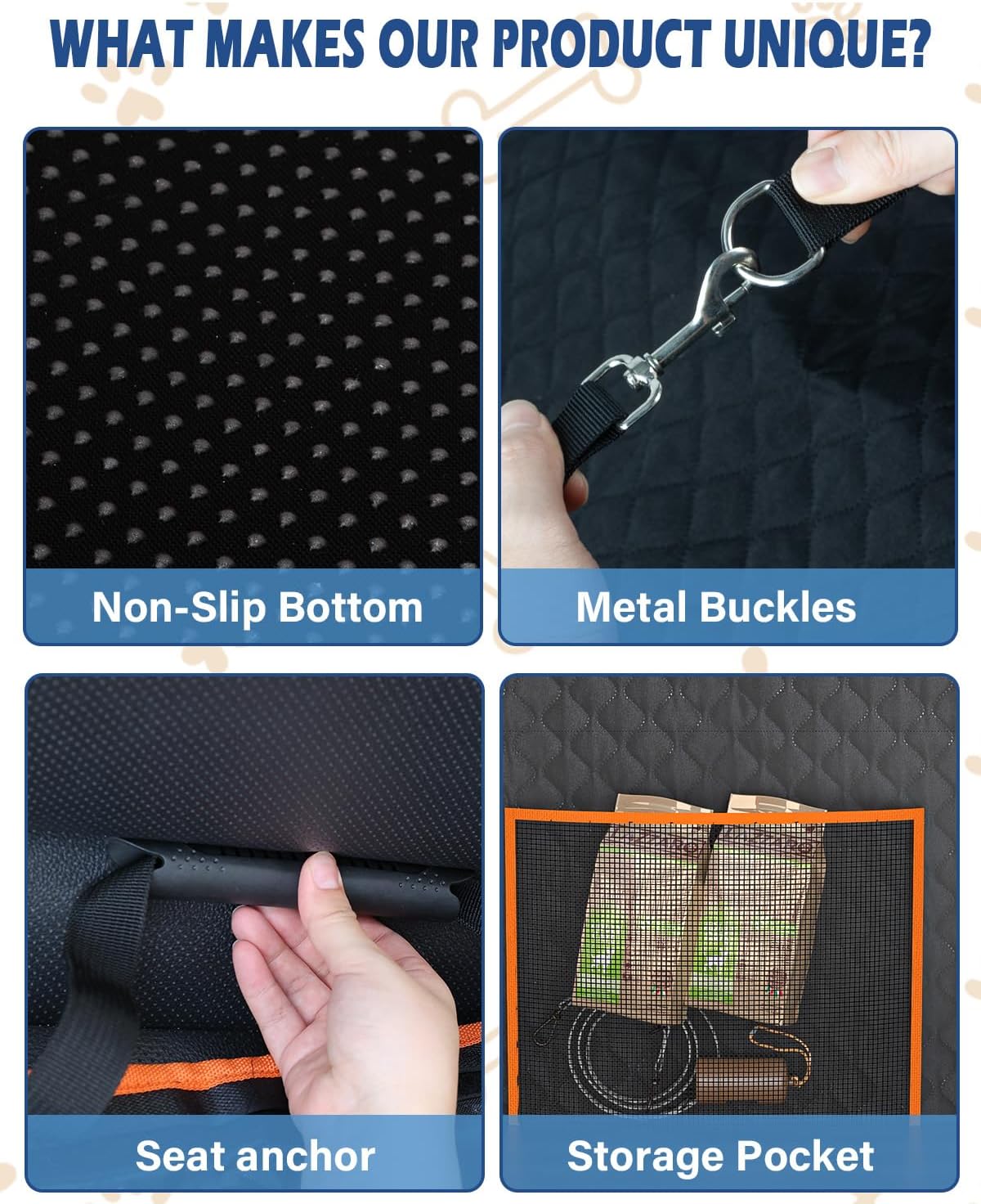 Toffos Dog Car Seat, Extra Stable Backseat Extender for Dogs with Hard Bottom, Waterproof and Foldable Design, Pet Car Seat with Breathable Mesh Window, Black