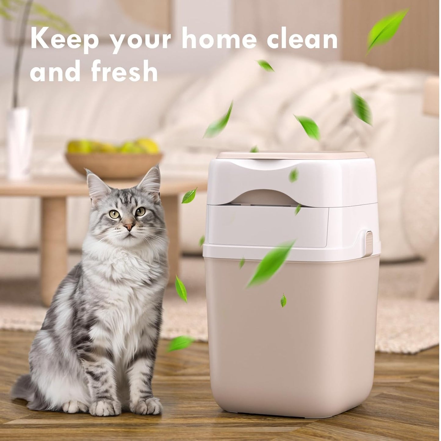 2025 Portable Cat Litter Disposal - Innovative Push-in Cat Litter Trash Can with Odor Isolation, Built-in Poop Bag Holder, Pet Waste Pail for Cats, Dogs, 2 Roll Refill Bags Deodorizers
