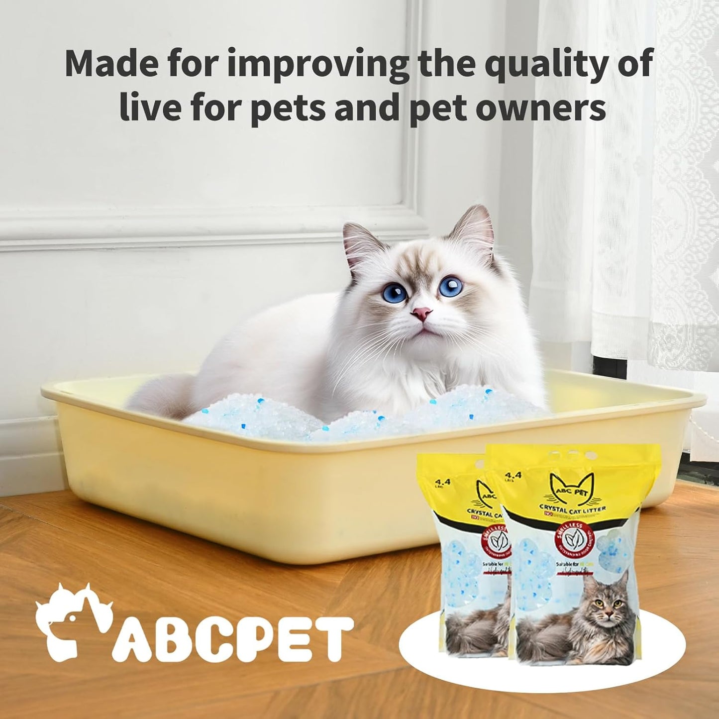 Cat Litter Crystals No Clumping Odor Control Kitty Litter Non-Clumping No scooping Low Dust, Low Tracking, Dehydrates Waste - 25.8 lbs (6 x 4.3 lb Packs)