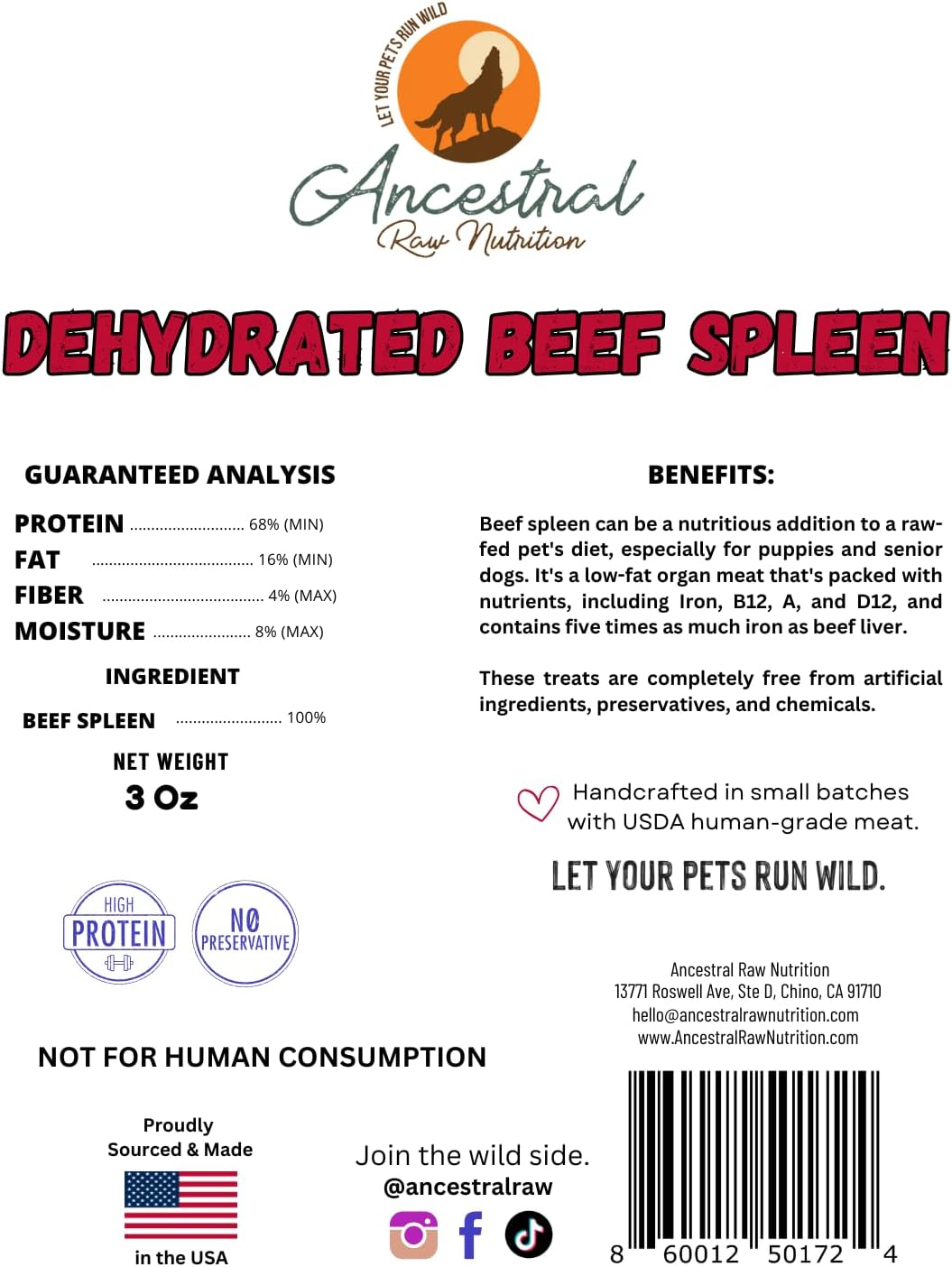 Dehydrated Beef Spleen for Pets