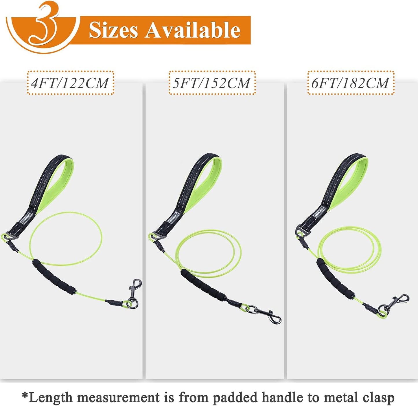 VIVAGLORY Chew Proof Dog Leash + Dog Raincoat, Rain Jacket with Harness Hole & Hood, Leash with Soft Padded Handle for Training