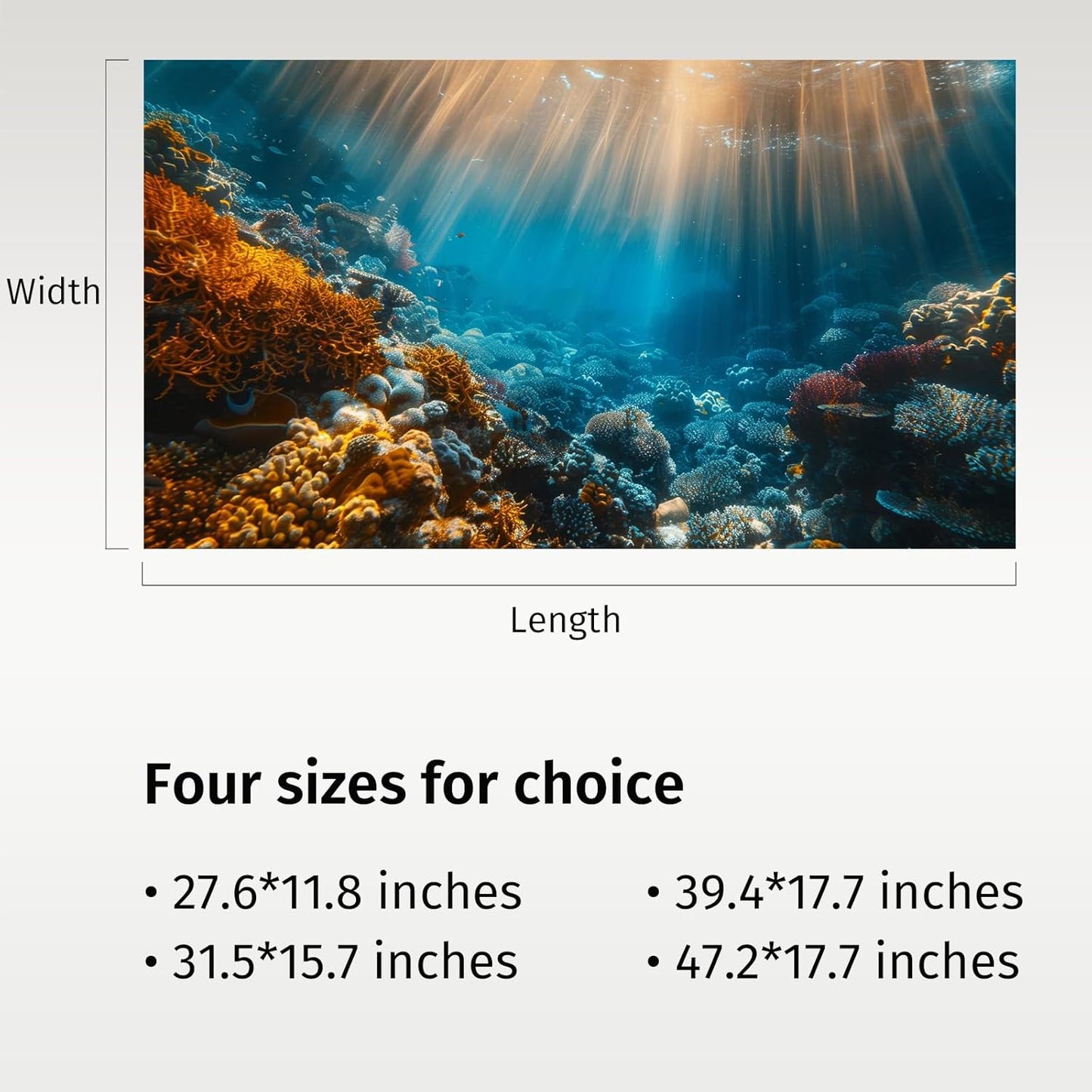 Aquarium Background, Ocean Fish Tank Background, Terrarium Background Cloth 27.6 x 11.8 inches