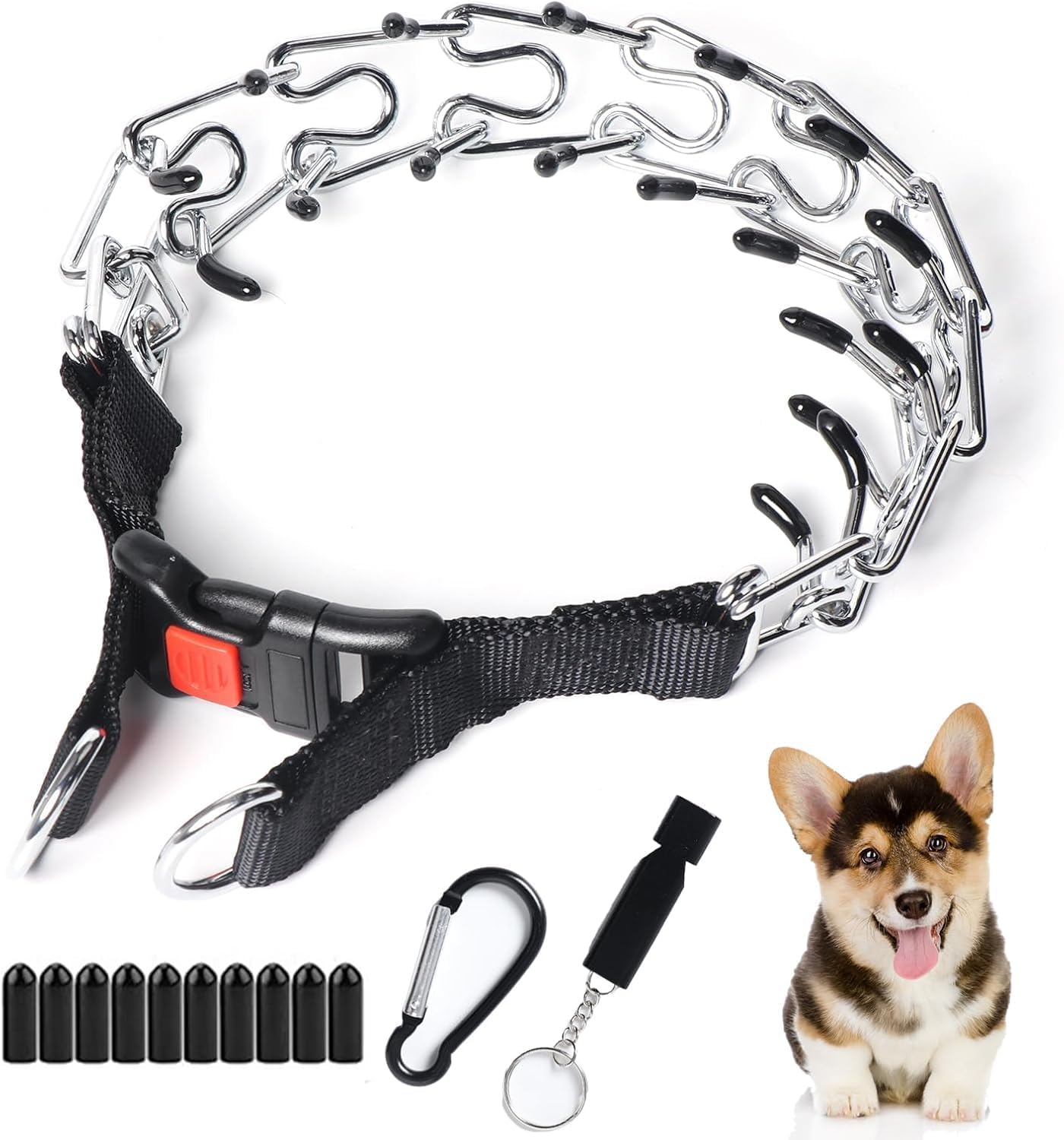 Prong Collar for Dogs Training Collar, Adjustable Pinch Collar with Quick Release Buckle for Large Dogs, No Pull Dog Collar