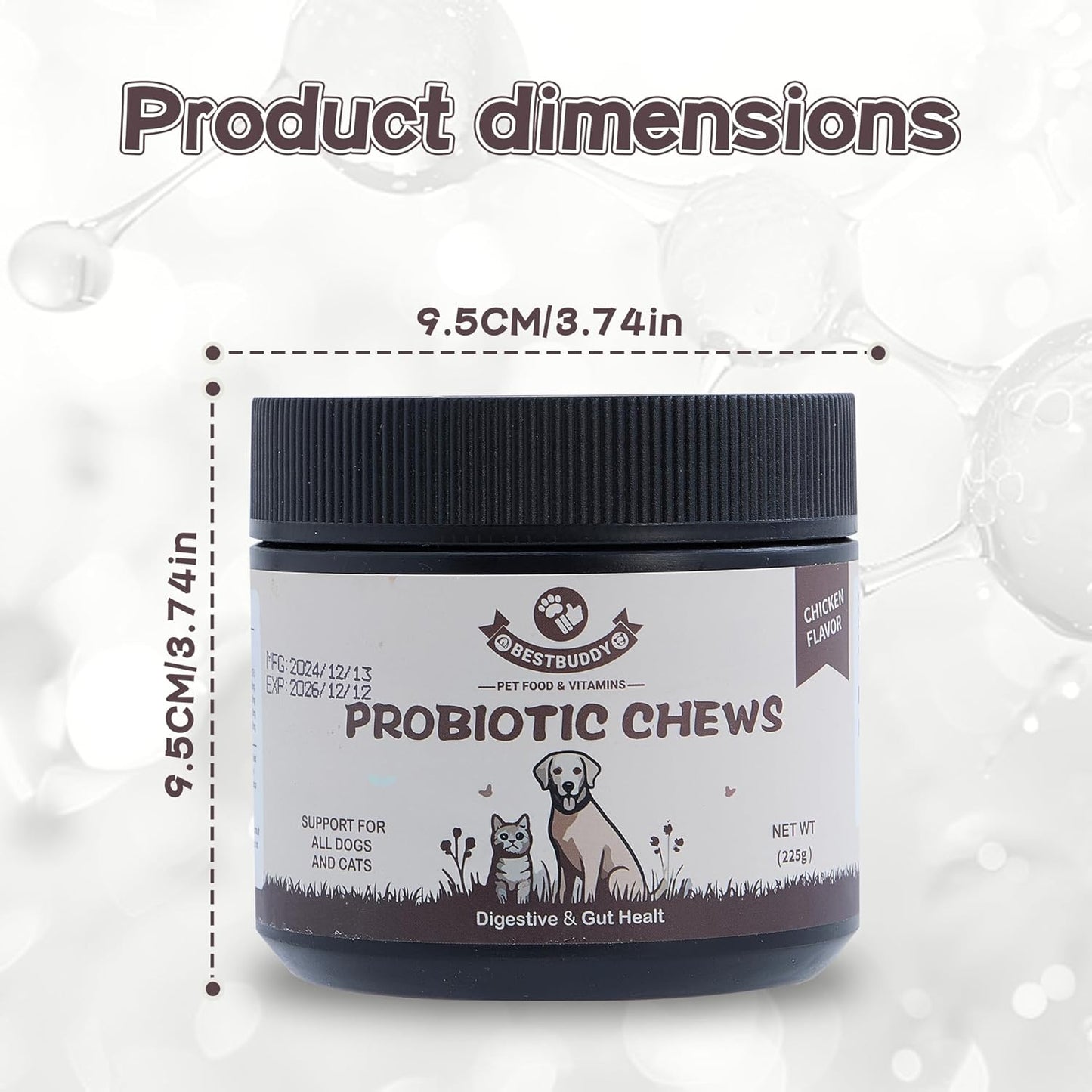 Best Buddy Dog Supplement Bundle – 15-in-1 Multivitamin Treats + Probiotic Chews | Joint, Skin, Coat & Digestive Health Support | Grain-Free Chicken Flavor, 225g Each